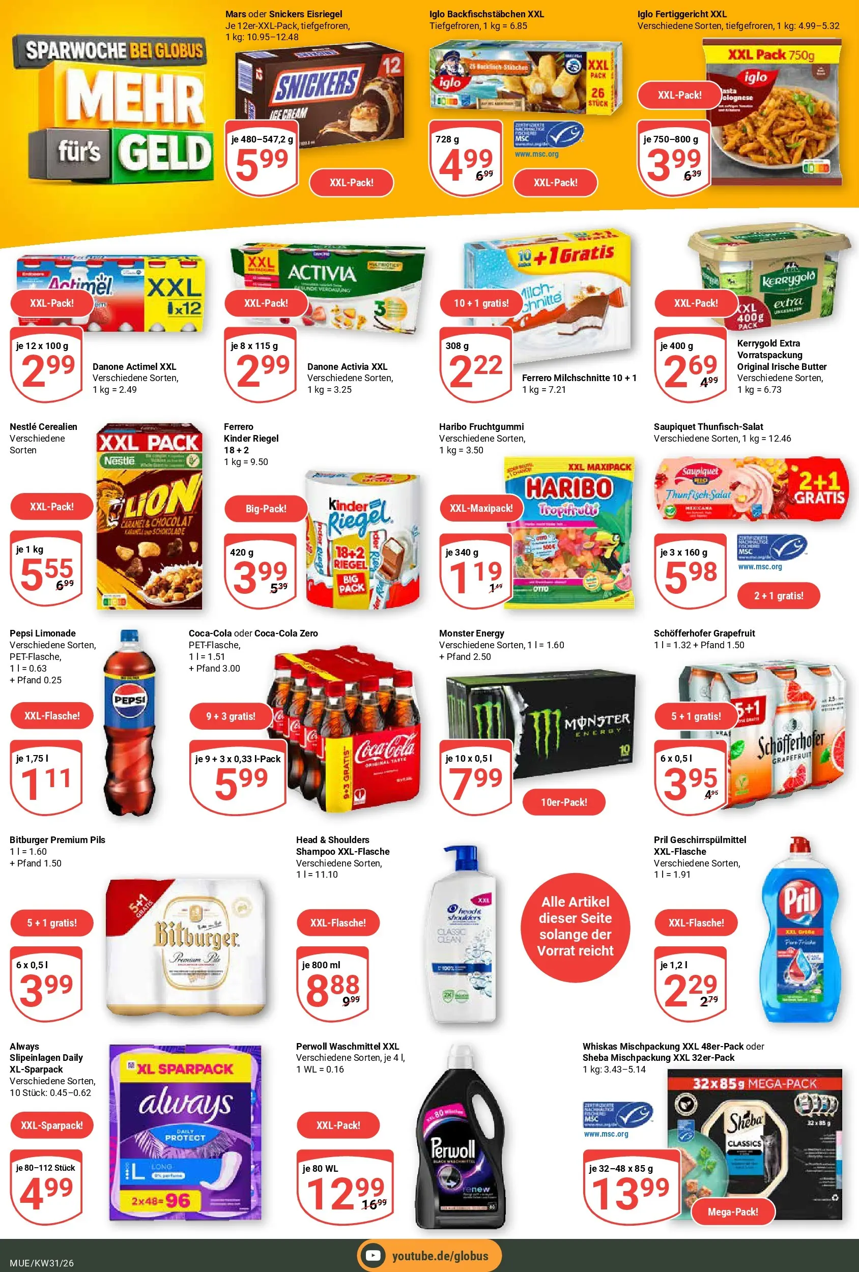 Globus Prospekt Mühldorf (ab 20.07.2026) » Angebote online | Seite: 23 | Produkte: Iglo, Pils, Head & shoulders, Monster