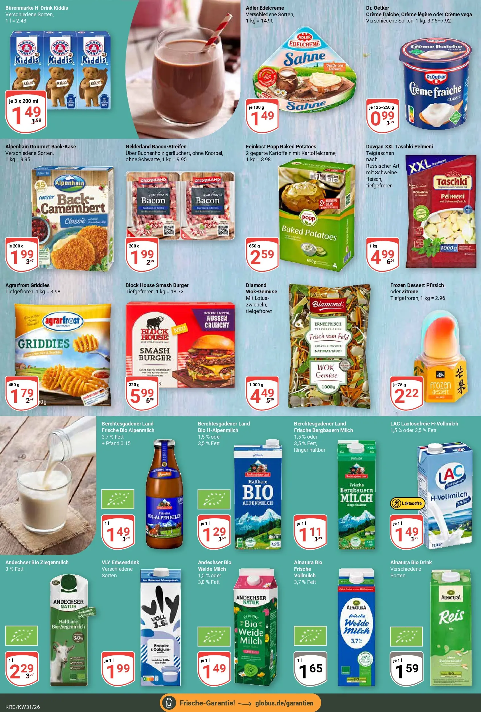 Globus Prospekt Krefeld (ab 27.07.2026) » Angebote online | Seite: 14 | Produkte: Milch, Burger, Creme, Reis
