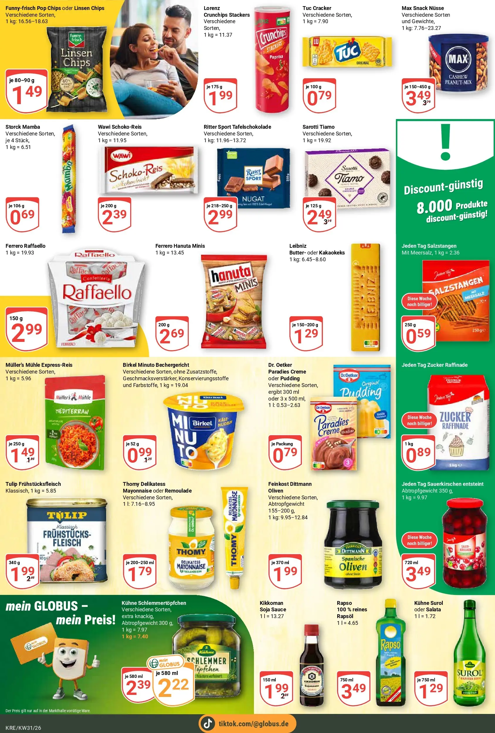 Globus Prospekt Krefeld (ab 27.07.2026) » Angebote online | Seite: 16 | Produkte: Creme, Chips, Nüsse, Fleisch