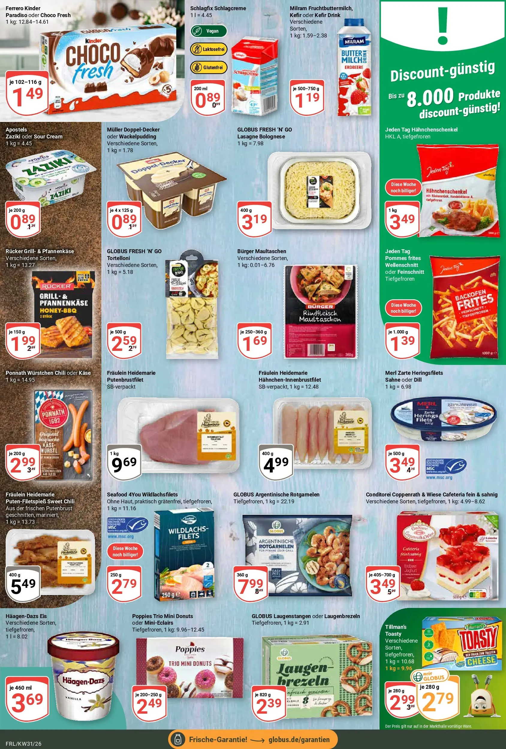 Globus Prospekt Freilassing (ab 20.07.2026) » Angebote online | Seite: 13 | Produkte: Burger, Pommes frites, Maultaschen, Sahne
