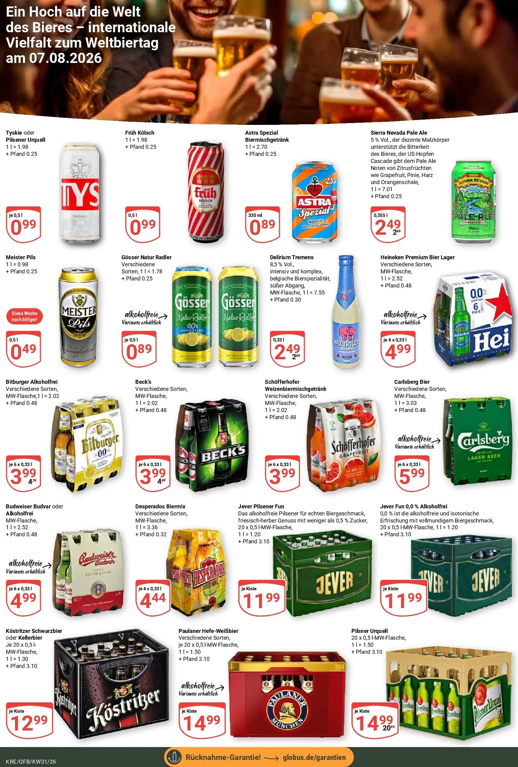 Globus Prospekt Krefeld (ab 27.07.2026) » Angebote online | Seite: 18 | Produkte: Jever, Desperados, Budweiser, Paulaner