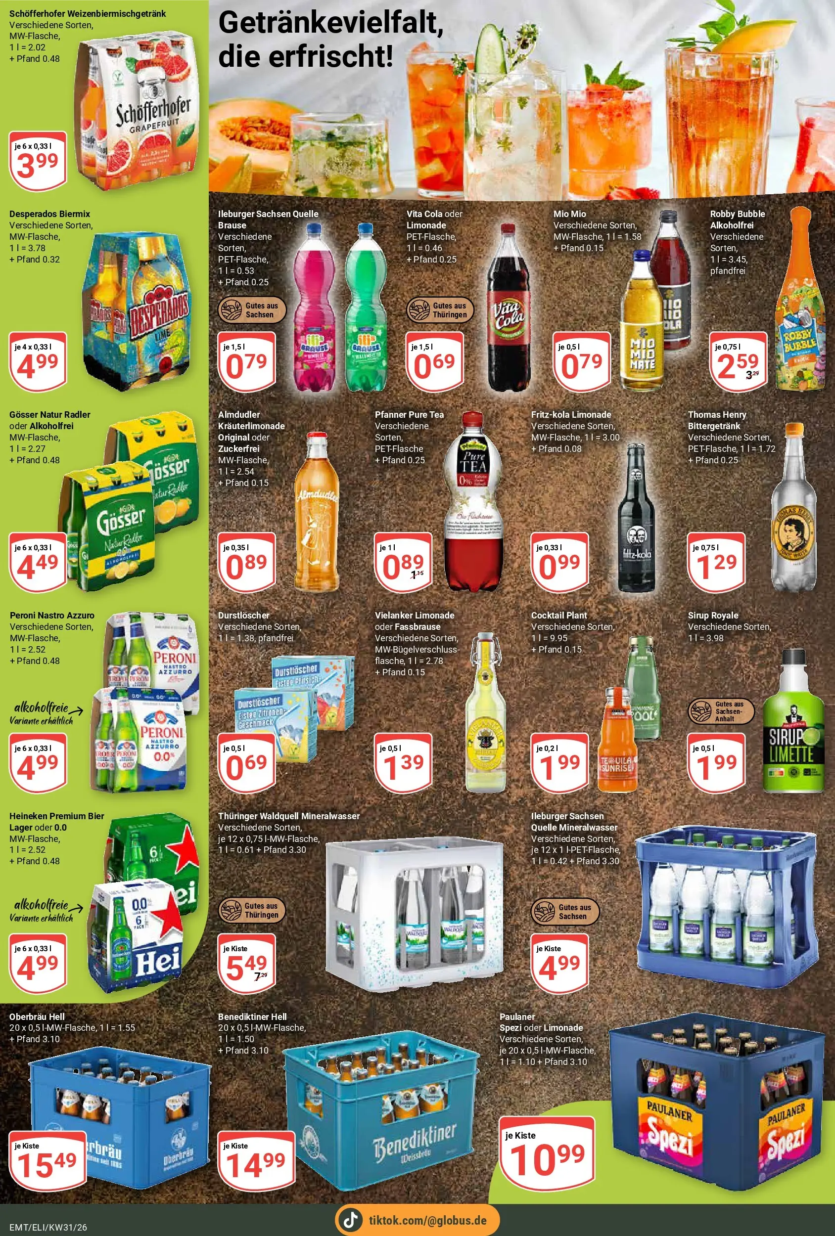 Globus Prospekt Mittelhausen (ab 27.07.2026) » Angebote online | Seite: 15 | Produkte: Benediktiner hell, Vita cola, Fassbrause, Zitronen