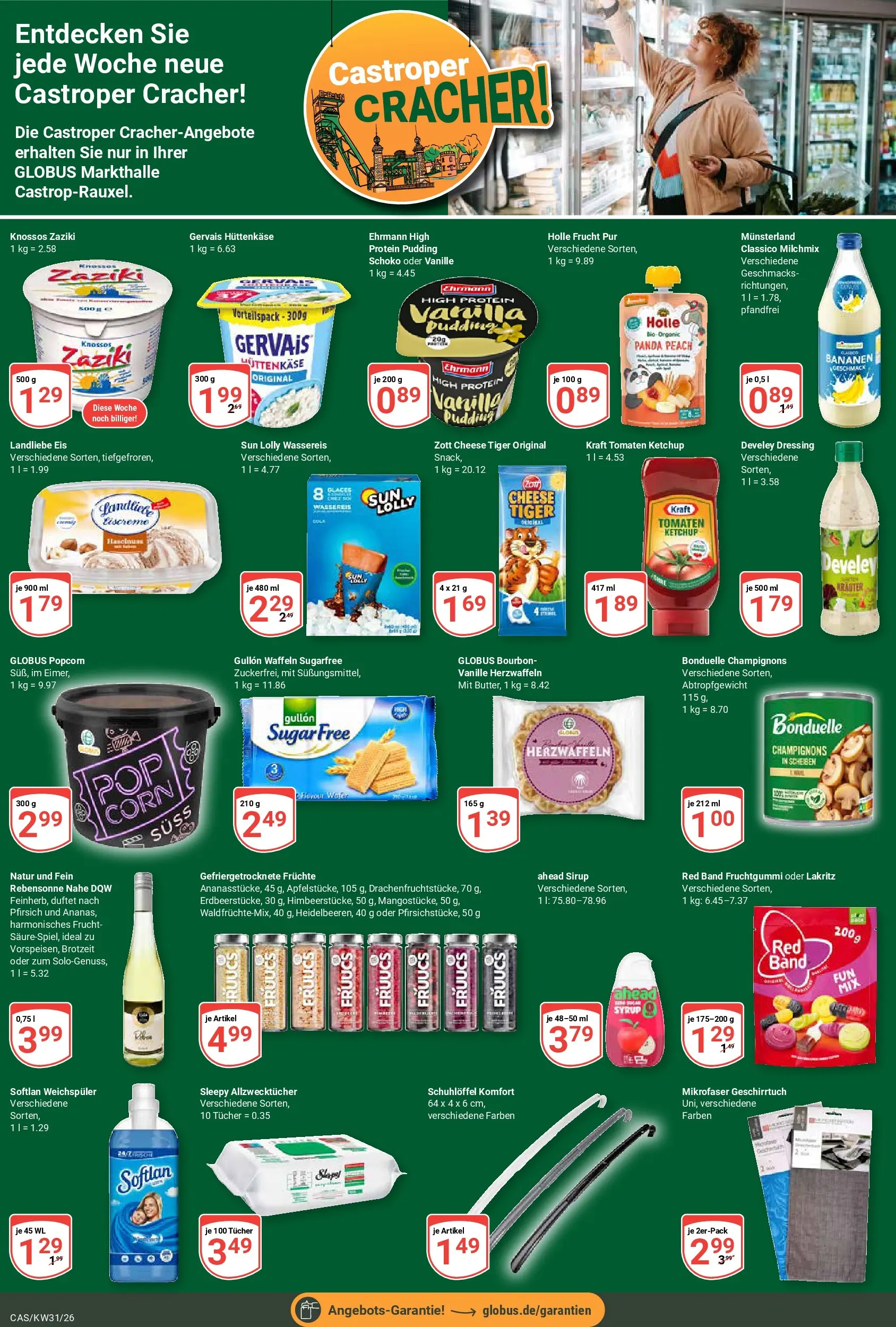 Globus Prospekt Castrop-Rauxel (ab 27.07.2026) » Angebote online | Seite: 6 | Produkte: Dressing, Waffeln, Weichspüler, Hüttenkäse