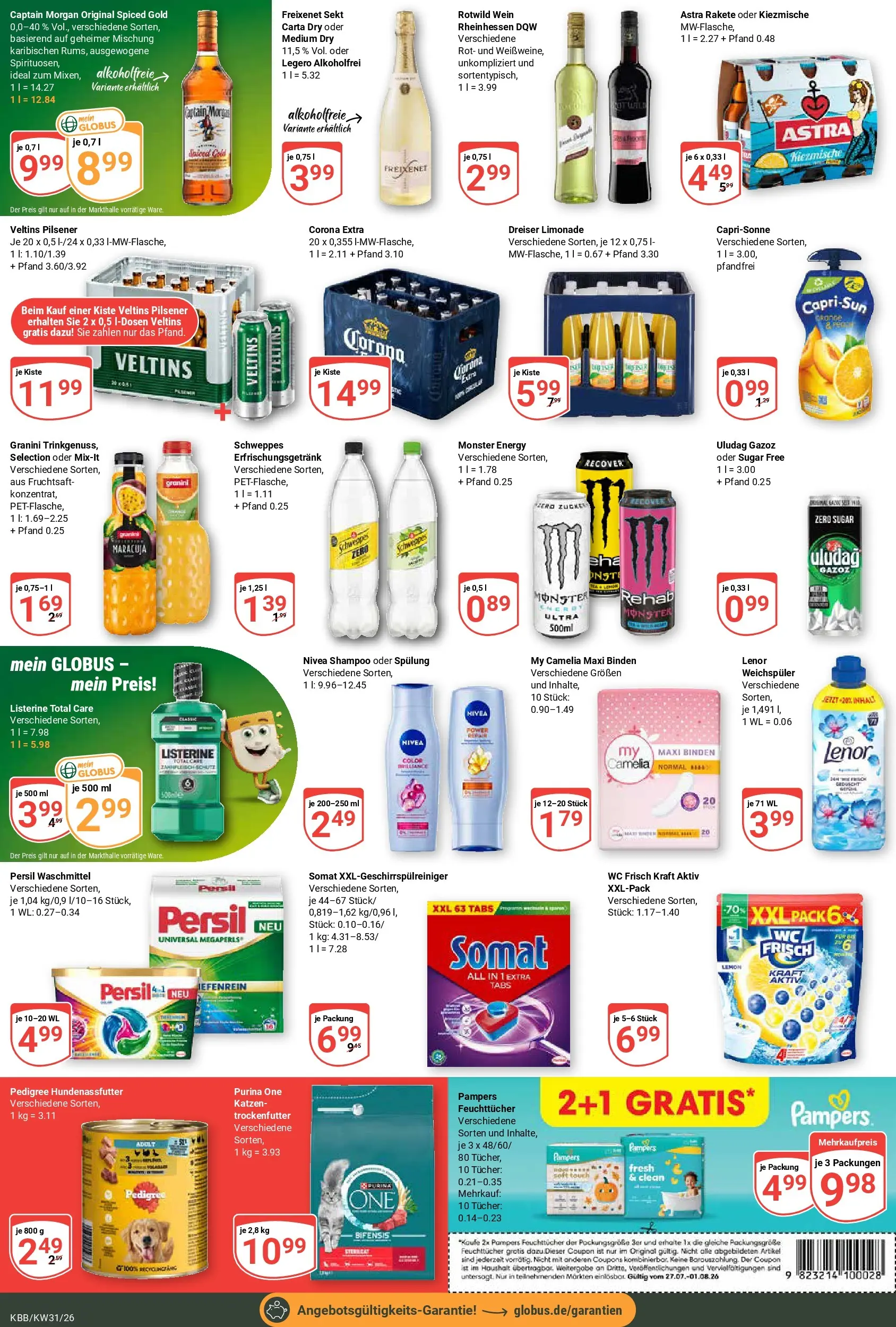 Globus Prospekt Koblenz-Bubenheim (ab 27.07.2026) » Angebote online | Seite: 4 | Produkte: Freixenet, Schweppes, Weichspüler, Pedigree