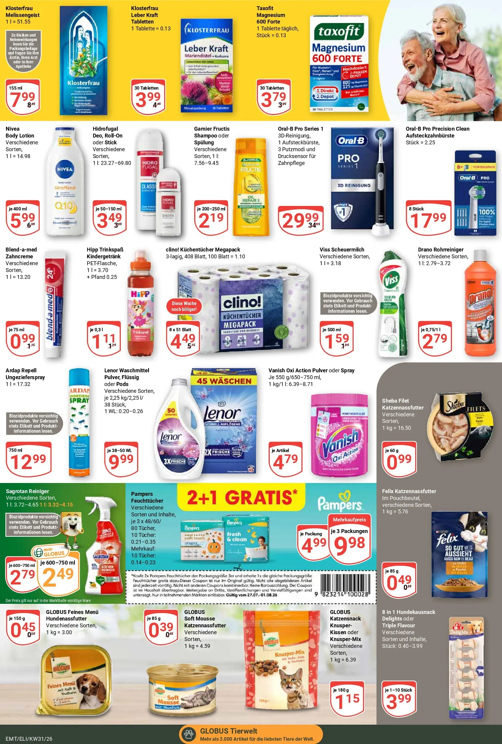 Globus Prospekt Mittelhausen (ab 27.07.2026) » Angebote online | Seite: 18 | Produkte: Lenor, Kissen, Spülung, Waschmittel