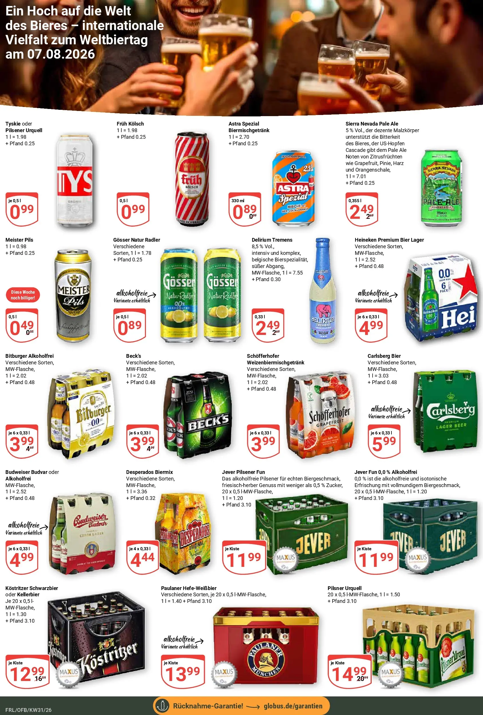 Globus Prospekt Freilassing (ab 20.07.2026) » Angebote online | Seite: 18 | Produkte: Tyskie, Carlsberg, Heineken, Radler