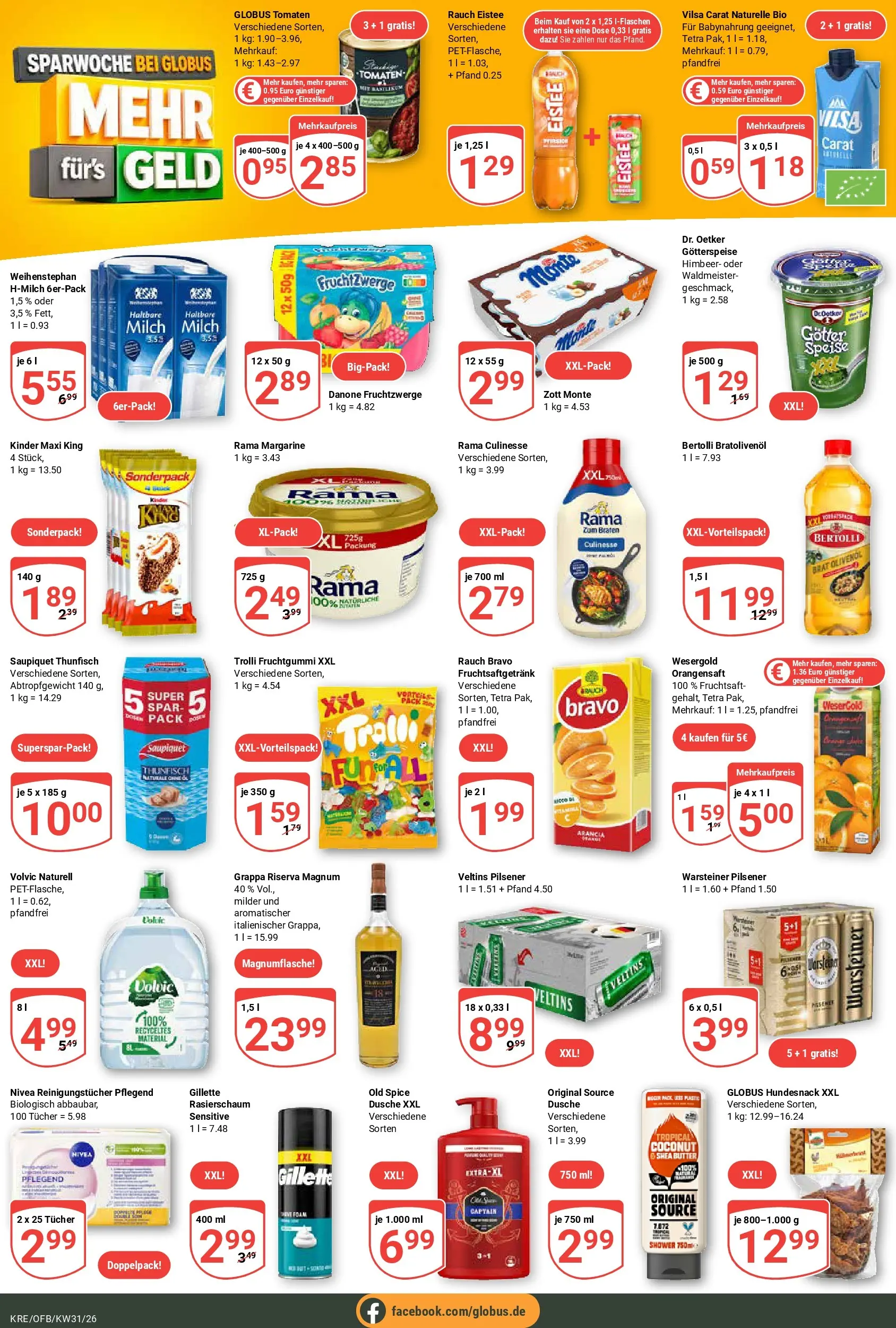 Globus Prospekt Krefeld (ab 27.07.2026) » Angebote online | Seite: 23 | Produkte: Milch, Butter, Tomaten, Orangensaft