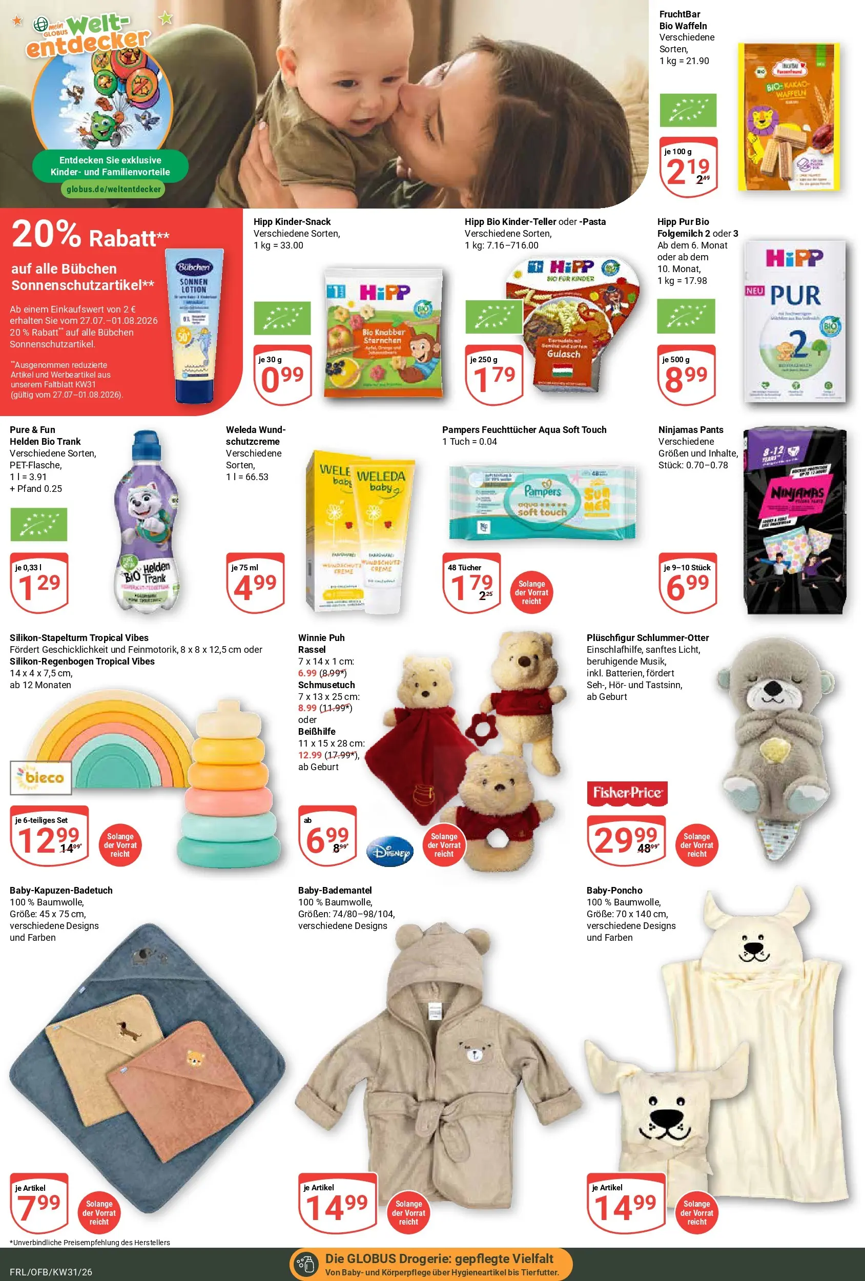 Globus Prospekt Freilassing (ab 20.07.2026) » Angebote online | Seite: 20 | Produkte: Pampers, Waffeln, Gulasch, Pasta