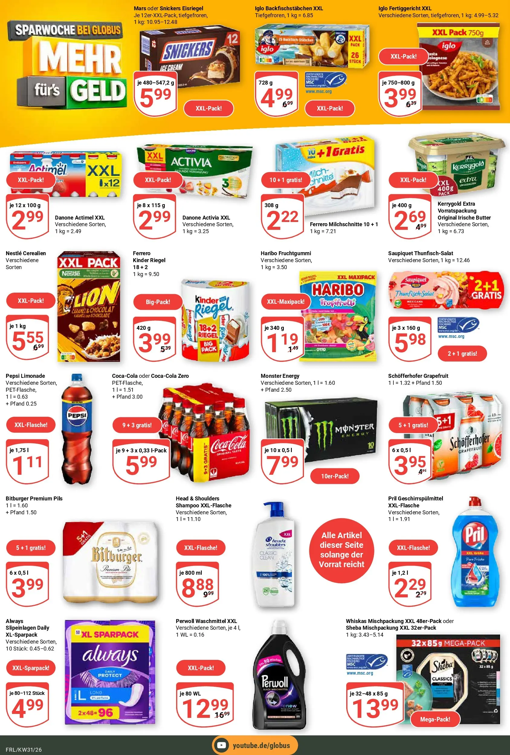 Globus Prospekt Freilassing (ab 20.07.2026) » Angebote online | Seite: 21 | Produkte: Sheba, Pils, Shampoo, Pepsi
