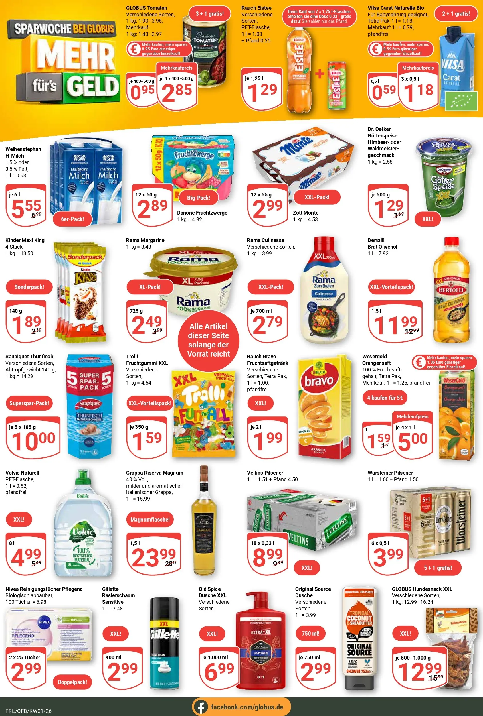 Globus Prospekt Freilassing (ab 20.07.2026) » Angebote online | Seite: 22 | Produkte: Milch, Haltbare milch, Dusche, Rasierschaum