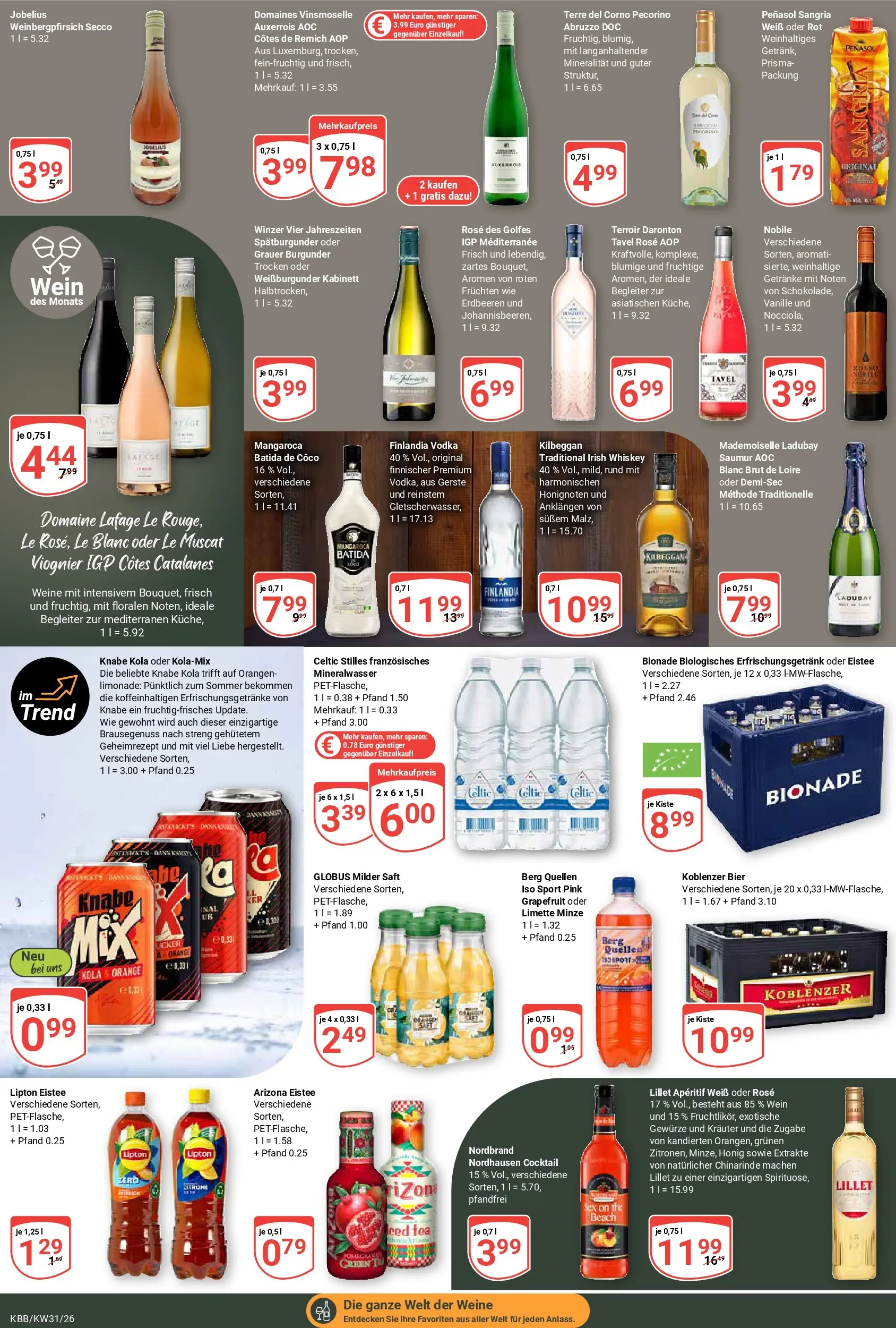 Globus Prospekt Koblenz-Bubenheim (ab 27.07.2026) » Angebote online | Seite: 14 | Produkte: Bionade, Mineralwasser, Gewürze, Saft