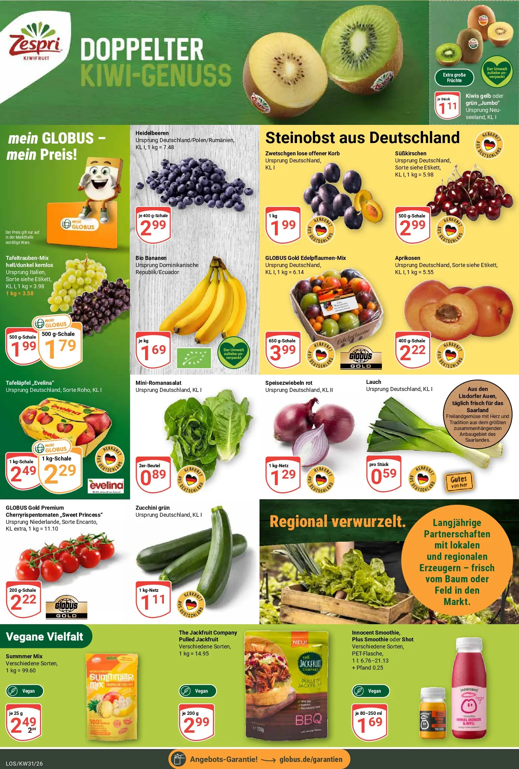 Globus Prospekt Losheim Am See (ab 27.07.2026) » Angebote online | Seite: 6 | Produkte: Äpfel, Bananen, Zwetschgen, Zucchini