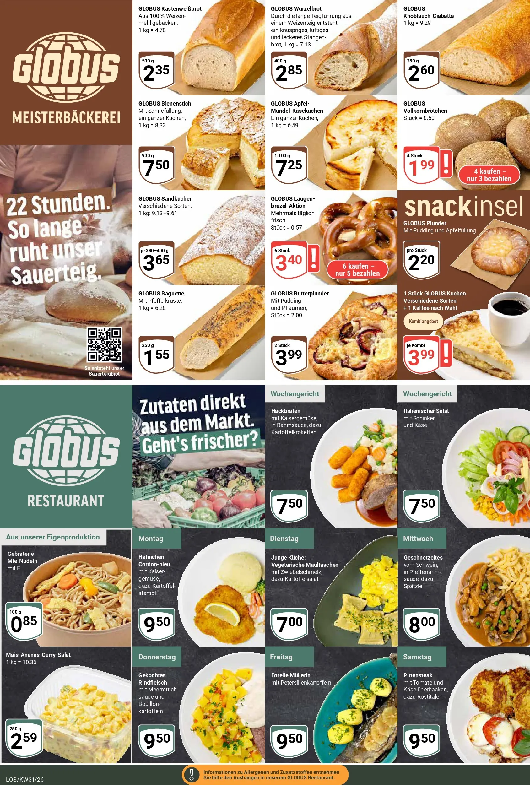 Globus Prospekt Losheim Am See (ab 27.07.2026) » Angebote online | Seite: 7 | Produkte: Küche, Baguette, Maultaschen, Kuchen