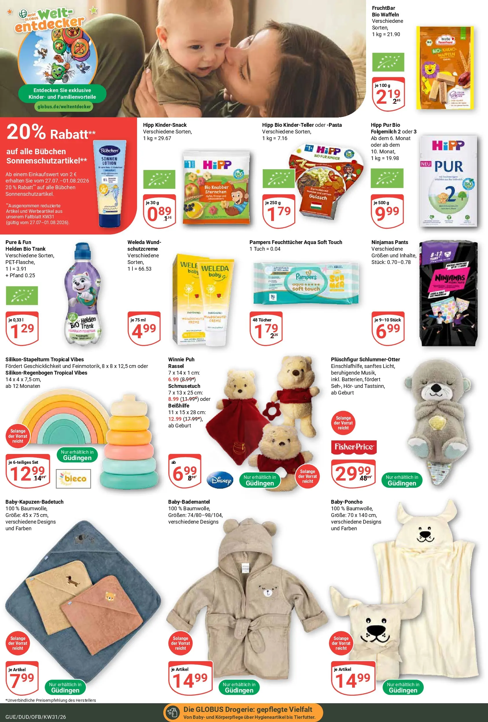 Globus Prospekt Saarbrücken-Güdingen (ab 27.07.2026) » Angebote online | Seite: 20 | Produkte: Pampers, Waffeln, Gulasch, Pasta