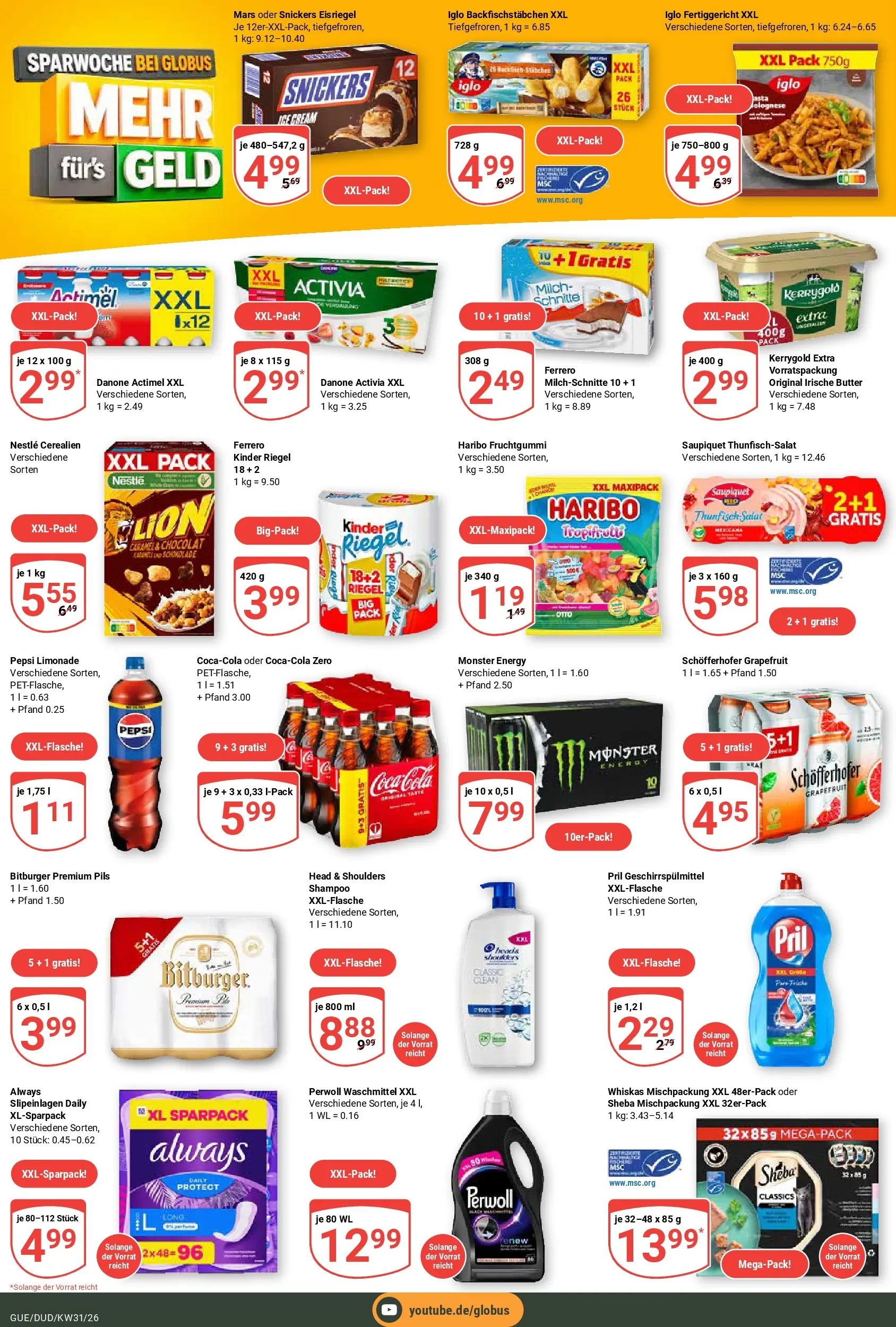 Globus Prospekt Saarbrücken-Güdingen (ab 27.07.2026) » Angebote online | Seite: 21 | Produkte: Sheba, Monster, Pepsi, Whiskas