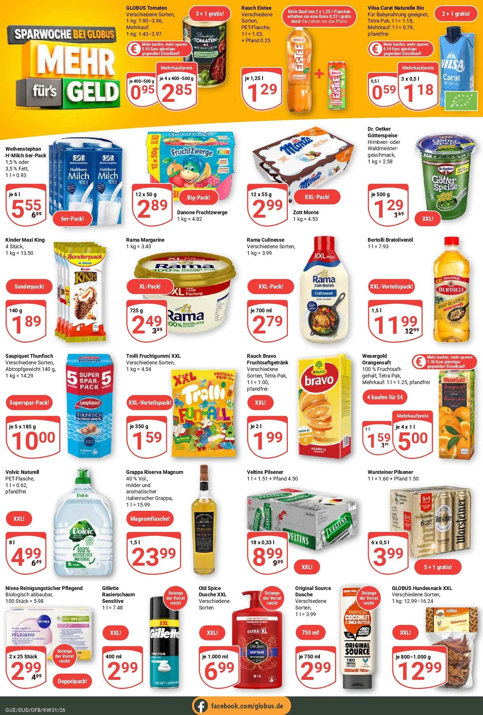 Globus Prospekt Saarbrücken-Güdingen (ab 27.07.2026) » Angebote online | Seite: 22 | Produkte: Margarine, Tomaten, Rasierschaum, Reinigungstücher
