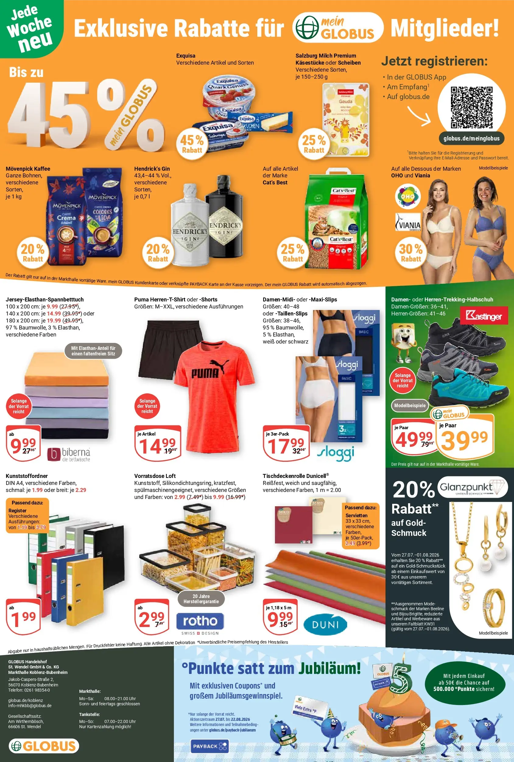 Globus Prospekt Koblenz-Bubenheim (ab 27.07.2026) » Angebote online | Seite: 26 | Produkte: Kaffee, Gouda, Movenpick kaffee, Uhr