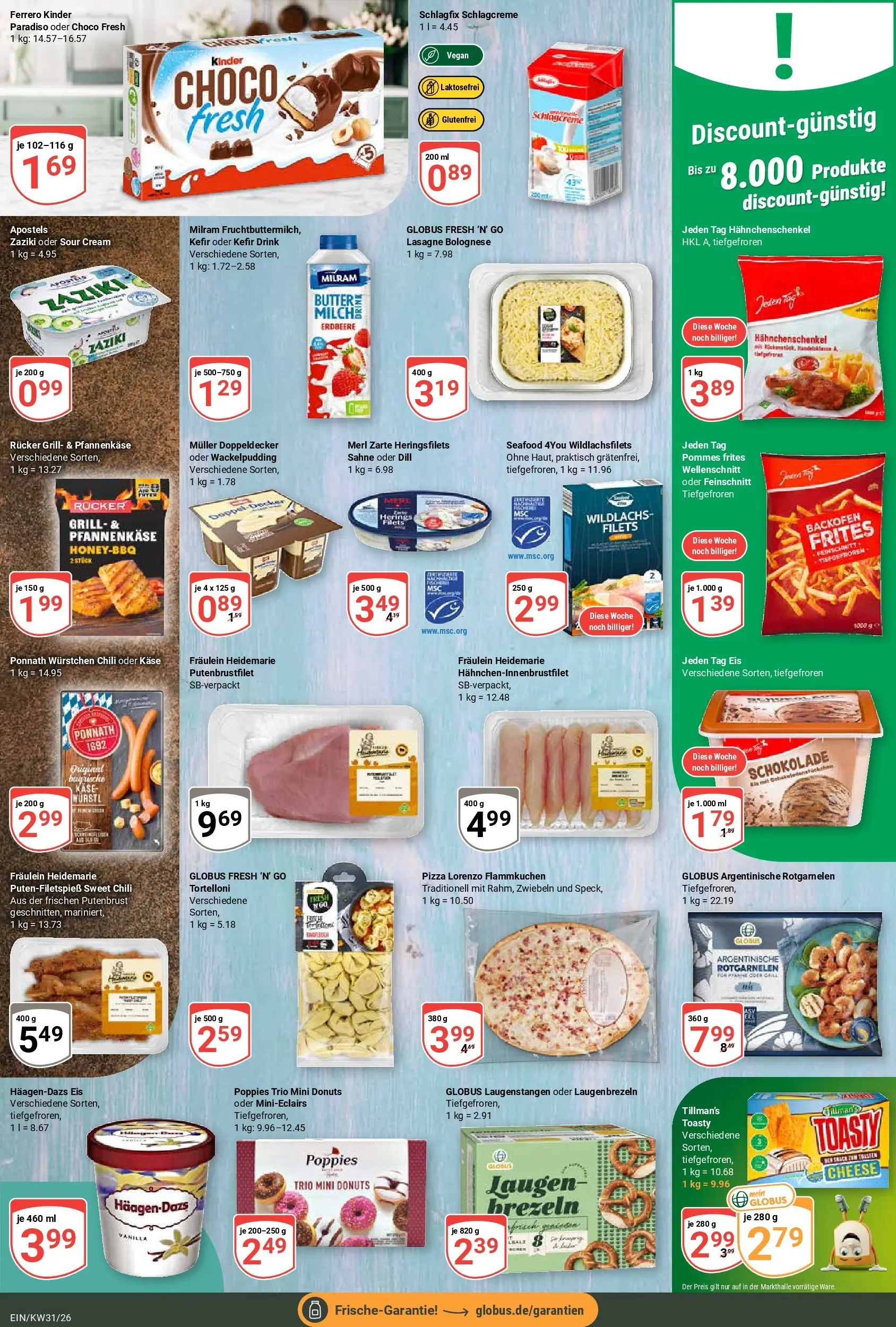 Globus Prospekt Homburg-Einöd (ab 27.07.2026) » Angebote online | Seite: 10 | Produkte: Hahnchenschenkel, Schokolade, Dill, Eis