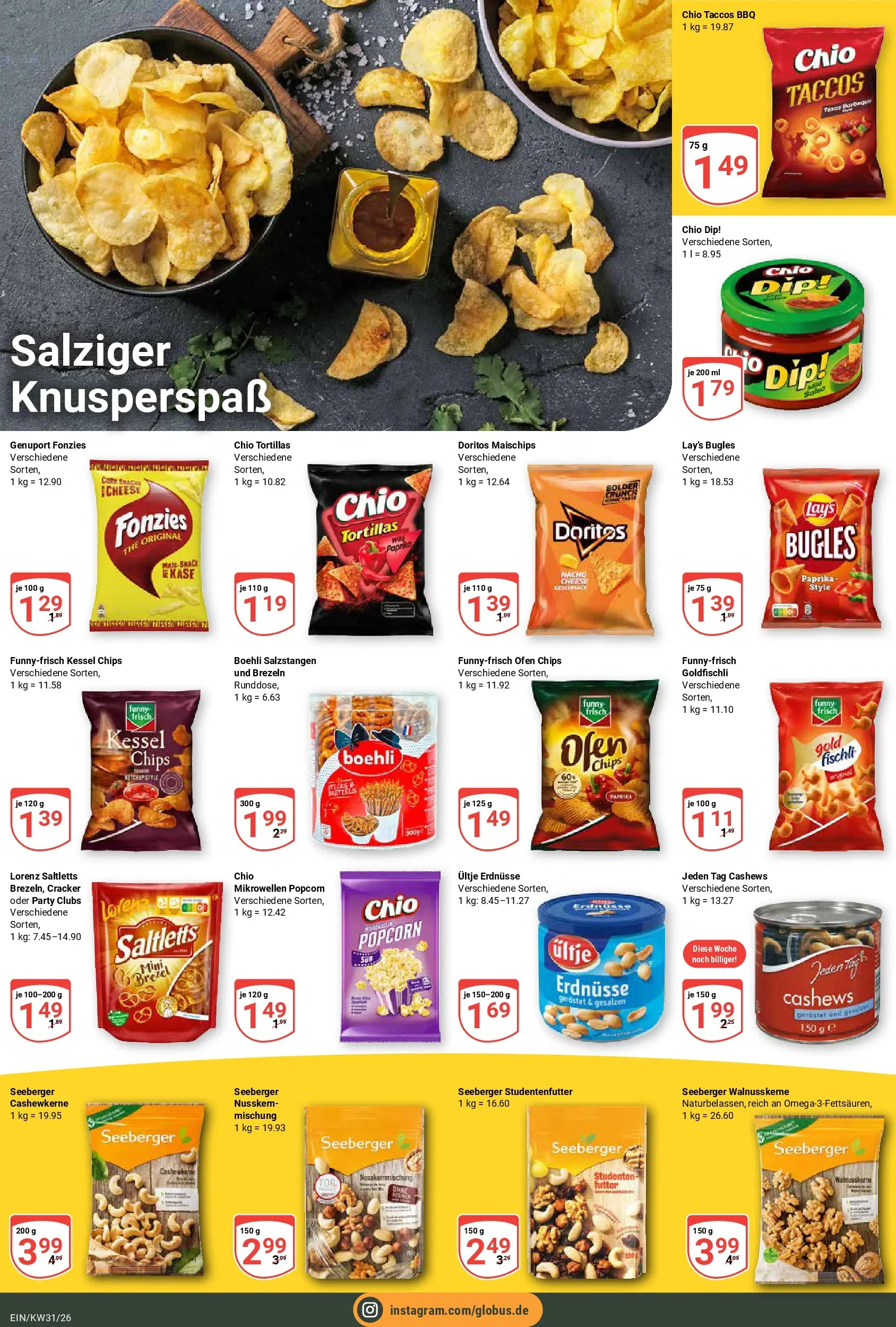Globus Prospekt Homburg-Einöd (ab 27.07.2026) » Angebote online | Seite: 14 | Produkte: Erdnüsse, Paprika, Chips, Ketchup