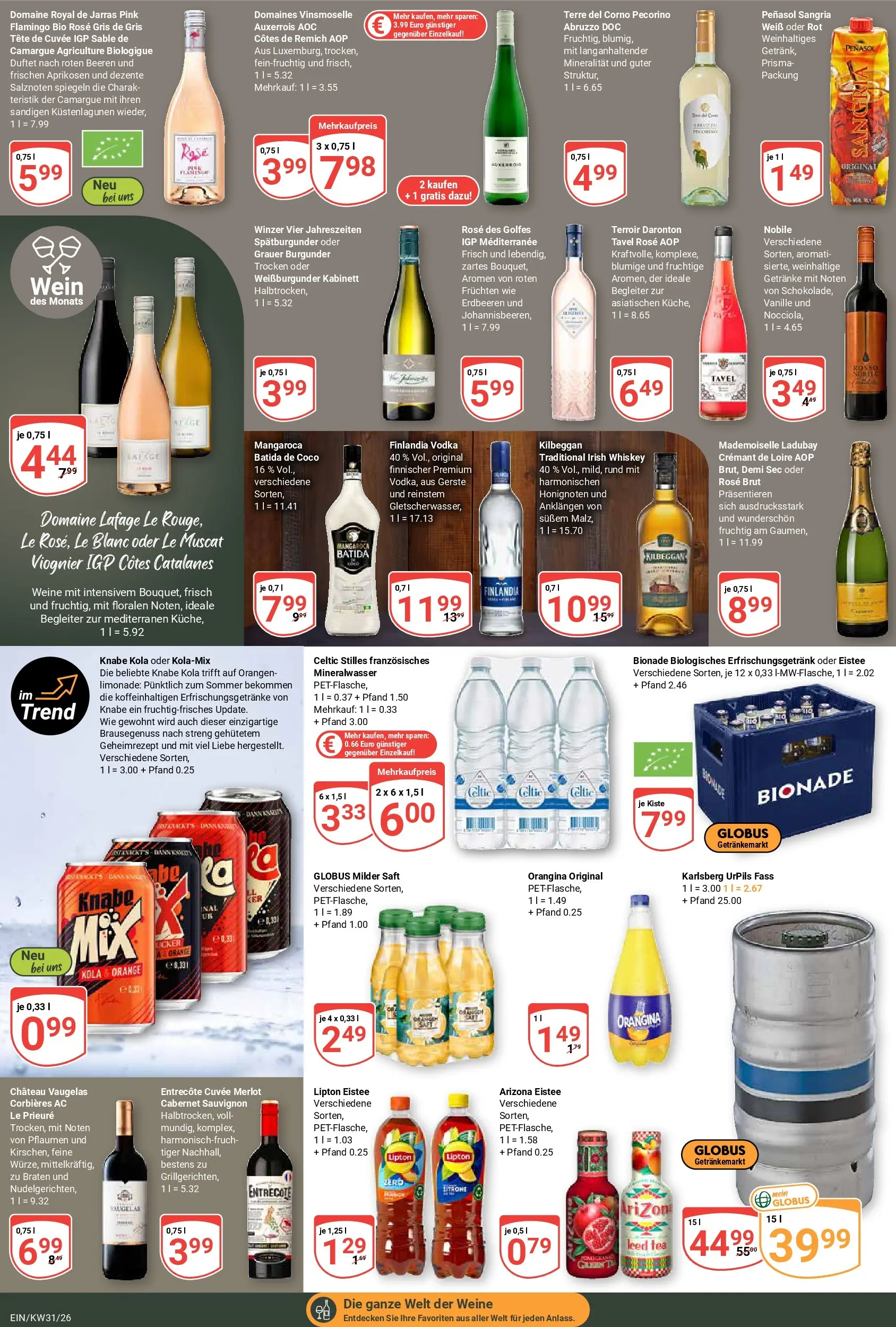 Globus Prospekt Homburg-Einöd (ab 27.07.2026) » Angebote online | Seite: 16 | Produkte: Mineralwasser, Zitrone, Saft, Wein