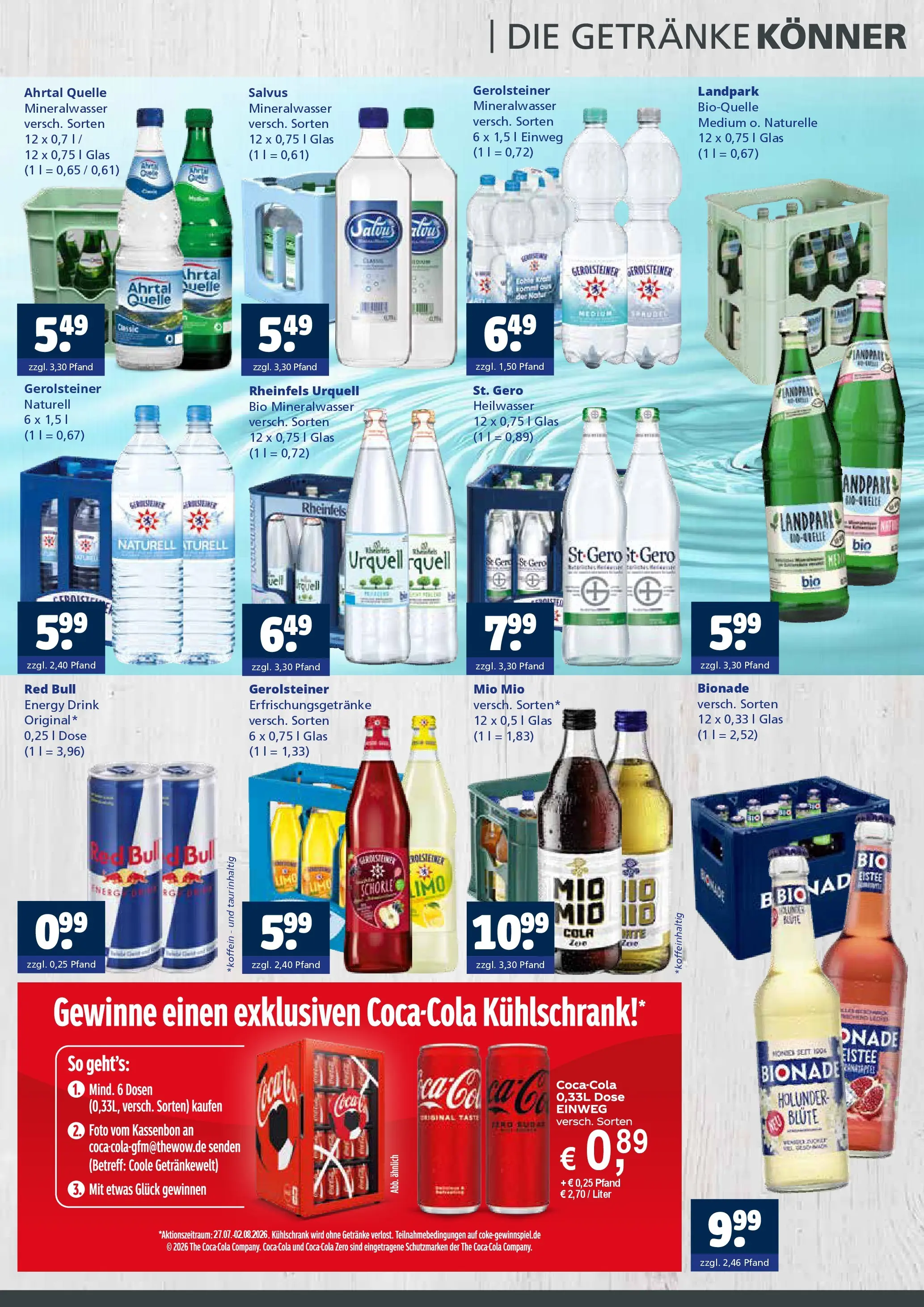 Angebote - Getränkewelt HSE: Getränkeangebote (ab 27.07.2026) zum Blättern | Seite: 3 | Produkte: Red bull, Cola, Energy, Mineralwasser