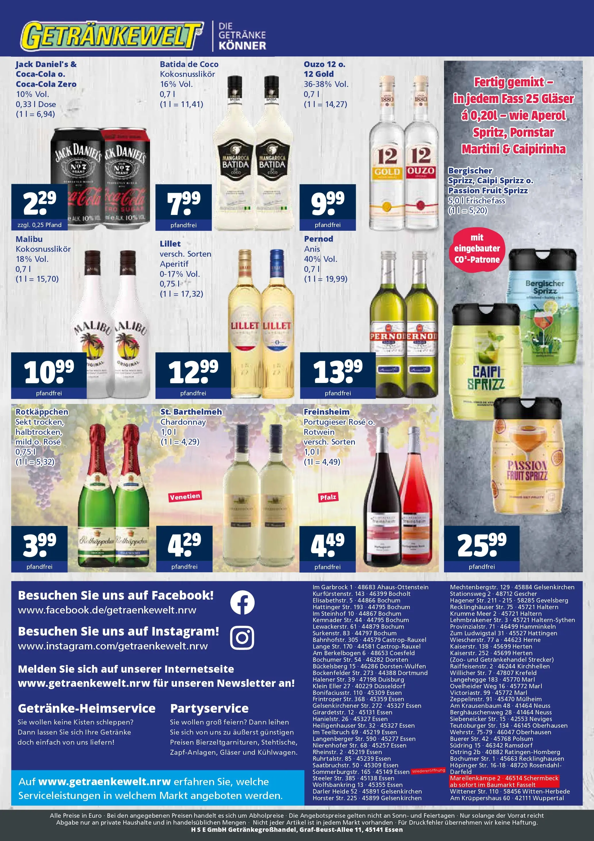 Angebote - Getränkewelt HSE: Getränkeangebote (ab 27.07.2026) zum Blättern | Seite: 4 | Produkte: Martini, Ouzo 12, Rotwein, Batida de coco