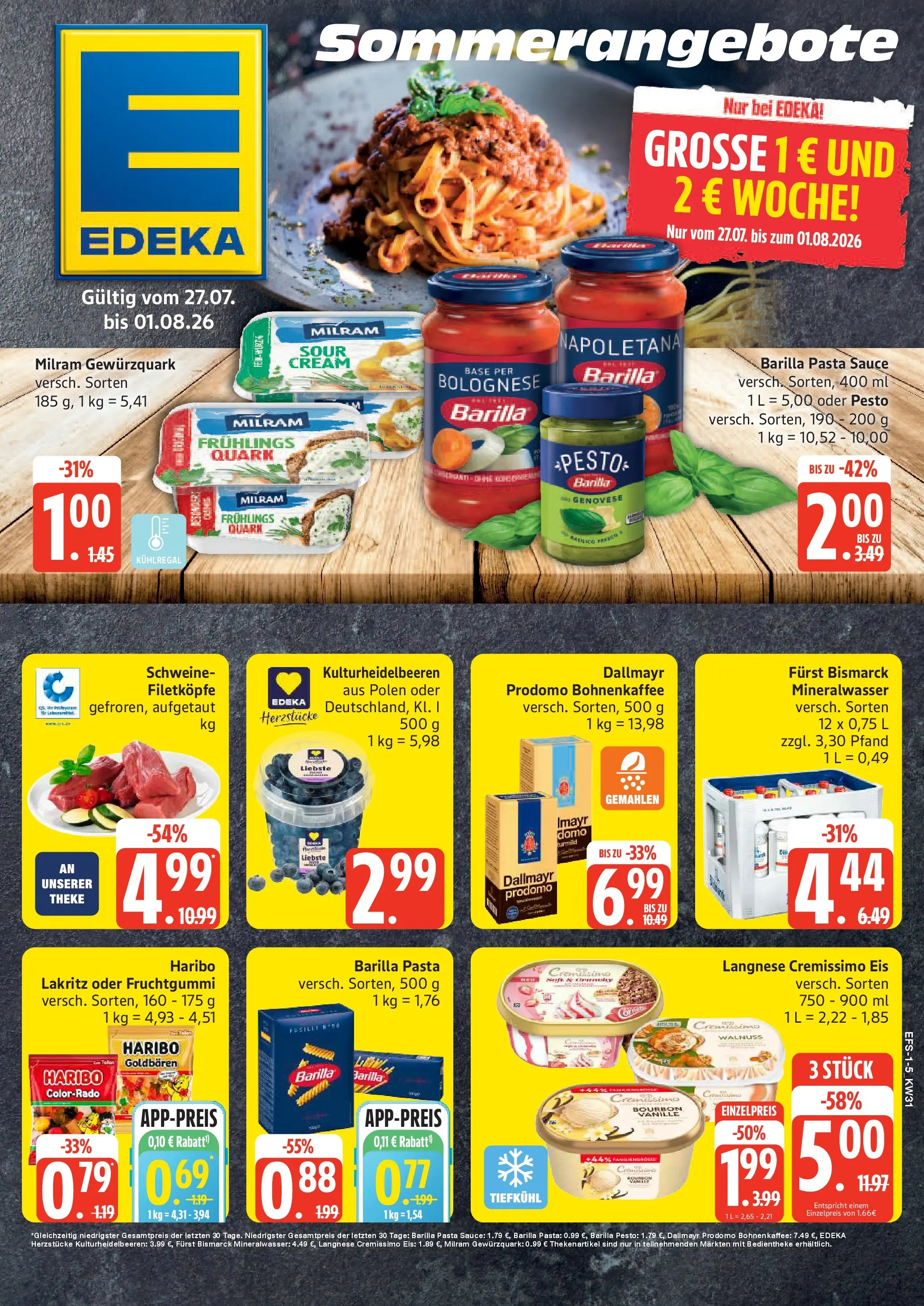 Edeka Prospekt Ostseebad Prerow (ab 27.07.2026) » Angebote Online | Seite: 1 | Produkte: Quark, Dallmayr, Milram, Eis