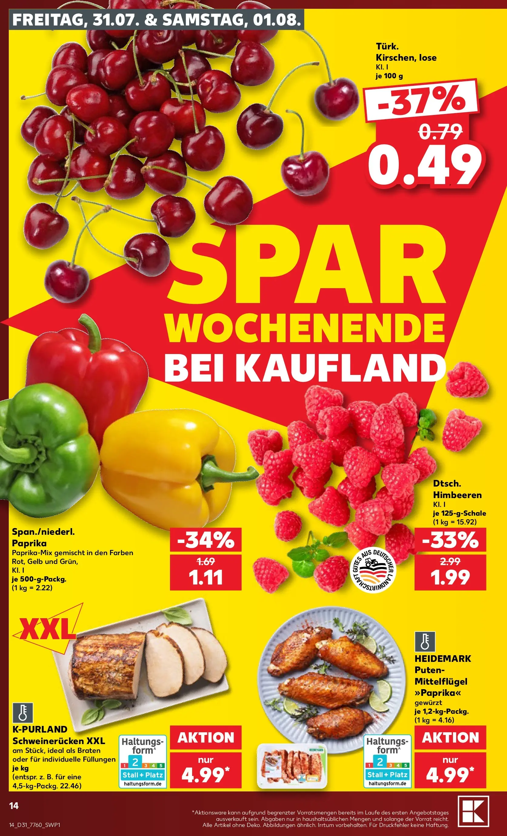Prospekt Kaufland ab 30.07.2026 ยป Angebote und Werbung Online | Seite: 14 | Produkte: Himbeeren, Paprika, Schweinerucken Prospekt Kaufland ab 30.07.2026 ยป Angebote Online zum Blรคttern | Seite: 14 | Produkte: Himbeeren, Paprika, Schweinerucken