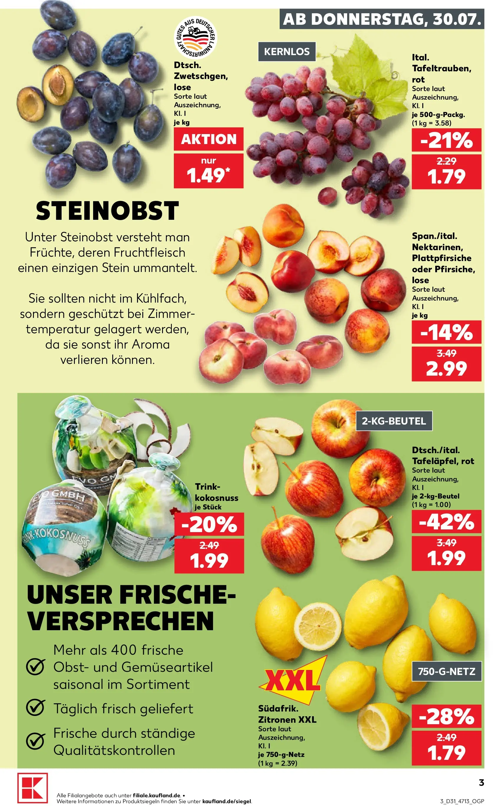 Prospekt Kaufland ab 30.07.2026 ยป Angebote und Werbung Online | Seite: 3 | Produkte: Obst, Zitronen Prospekt Kaufland ab 30.07.2026 ยป Angebote Online zum Blรคttern | Seite: 3 | Produkte: Obst, Zitronen
