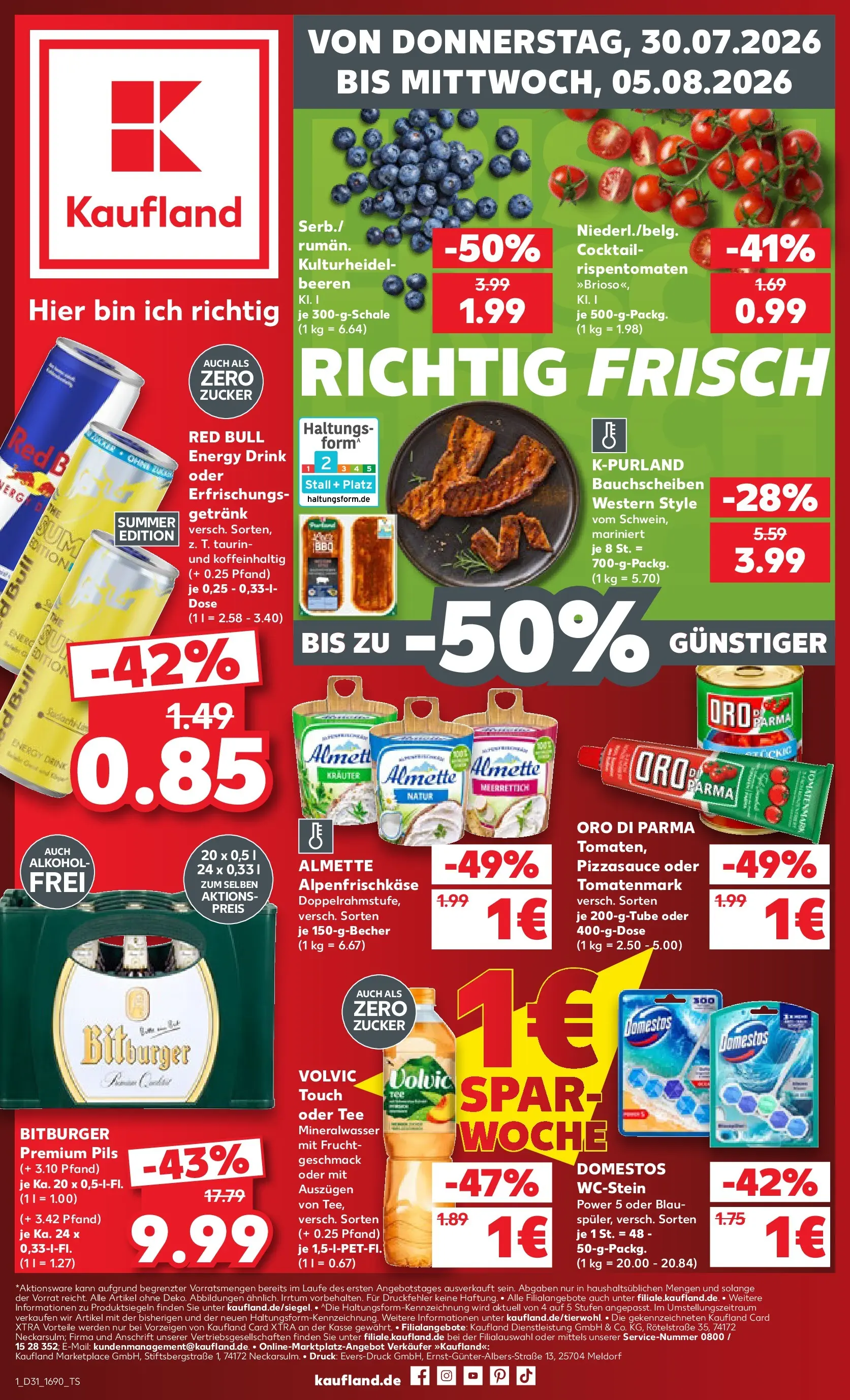Prospekt Kaufland ab 30.07.2026 ยป Angebote und Werbung Online | Seite: 1 | Produkte: Bitburger, Oro di parma, Tee, Volvic Prospekt Kaufland ab 30.07.2026 ยป Angebote Online zum Blรคttern | Seite: 1 | Produkte: Bitburger, Oro di parma, Tee, Volvic