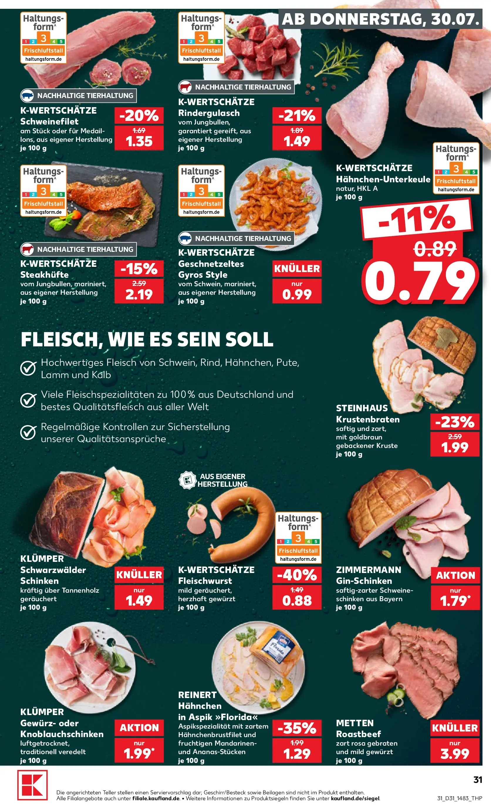 Prospekt Kaufland ab 30.07.2026 ยป Angebote und Werbung Online | Seite: 31 | Produkte: Rindergulasch, Hahnchen, Krustenbraten, Schinken Prospekt Kaufland ab 30.07.2026 ยป Angebote Online zum Blรคttern | Seite: 31 | Produkte: Rindergulasch, Hahnchen, Krustenbraten, Schinken