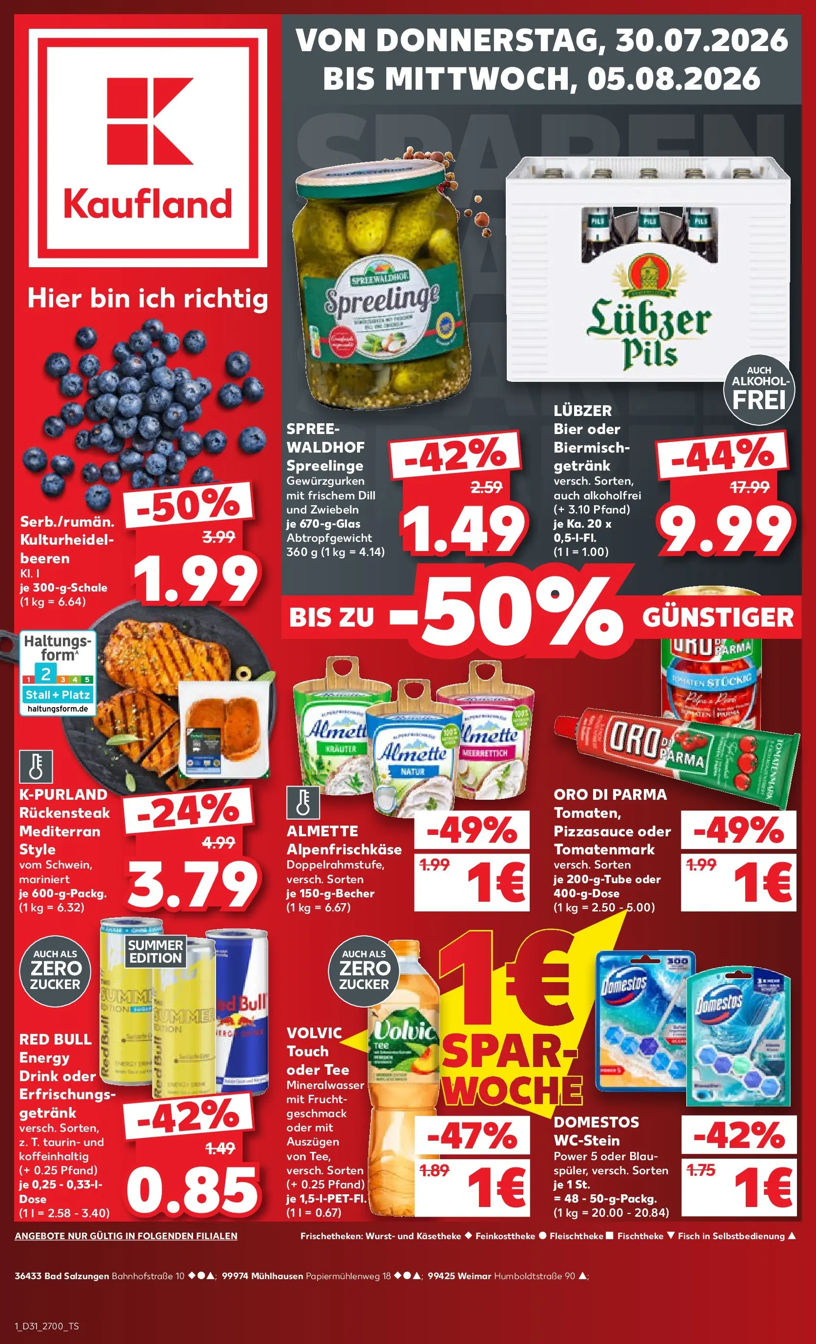Prospekt Kaufland ab 30.07.2026 ยป Angebote und Werbung Online | Seite: 1 | Produkte: Fisch, Zwiebeln, Volvic, Lubzer Prospekt Kaufland ab 30.07.2026 ยป Angebote Online zum Blรคttern | Seite: 1 | Produkte: Fisch, Zwiebeln, Volvic, Lubzer