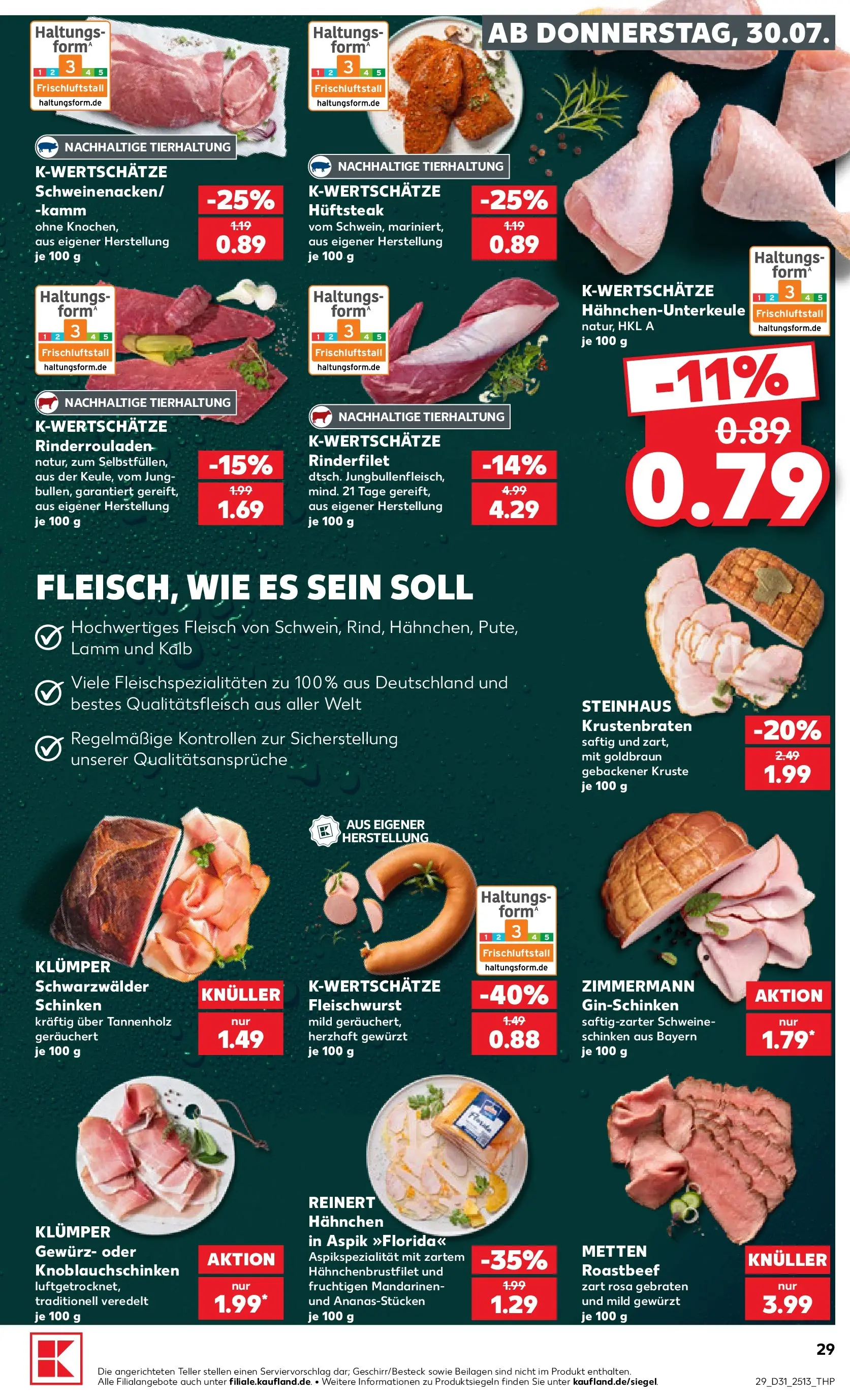 Prospekt Kaufland ab 30.07.2026 » Angebote Online zum Blättern | Seite: 29 | Produkte: Hahnchen, Rinderfilet, Mandarinen, Roastbeef