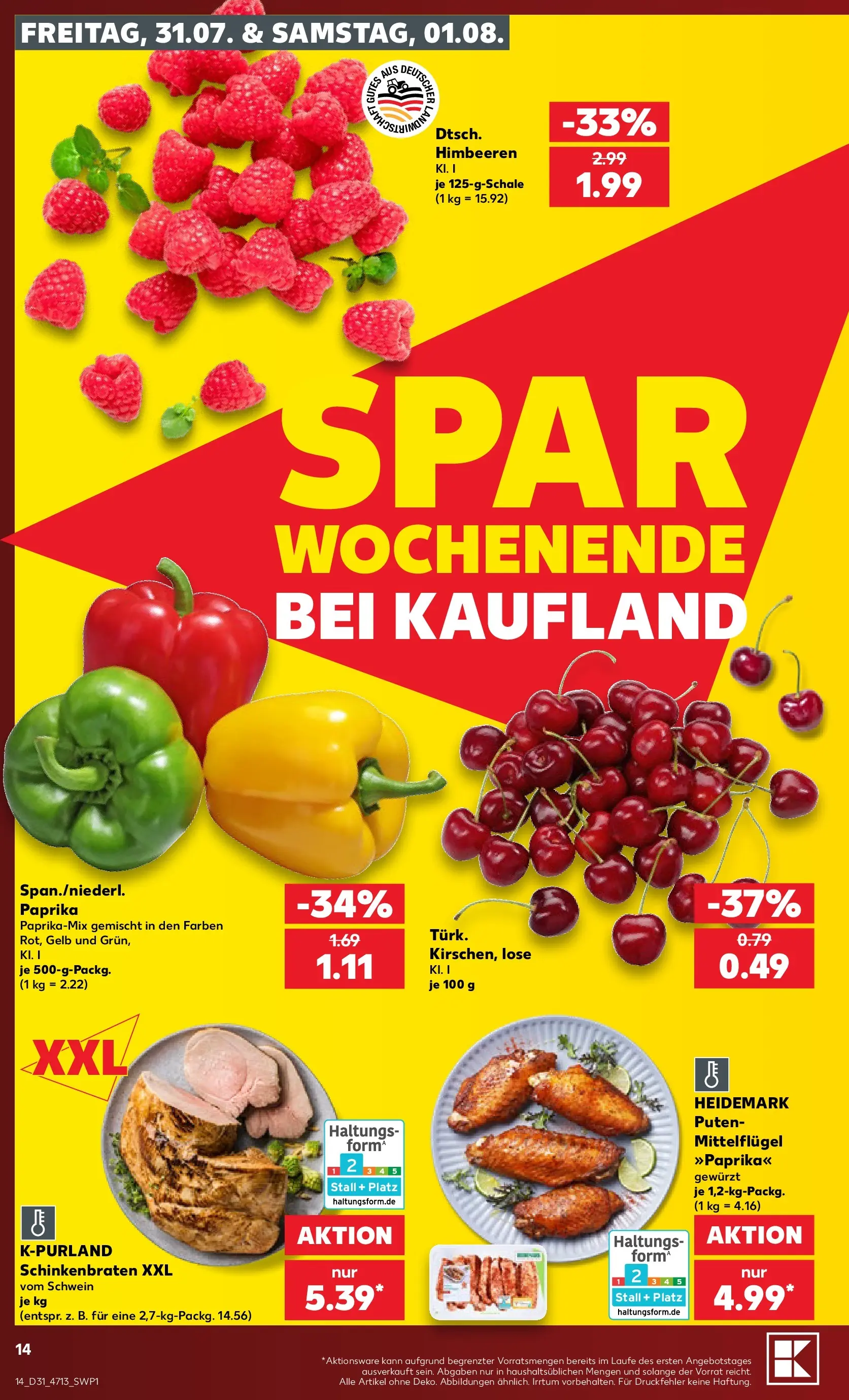 Prospekt Kaufland ab 30.07.2026 ยป Angebote und Werbung Online | Seite: 14 | Produkte: Himbeeren, Paprika Prospekt Kaufland ab 30.07.2026 ยป Angebote Online zum Blรคttern | Seite: 14 | Produkte: Himbeeren, Paprika