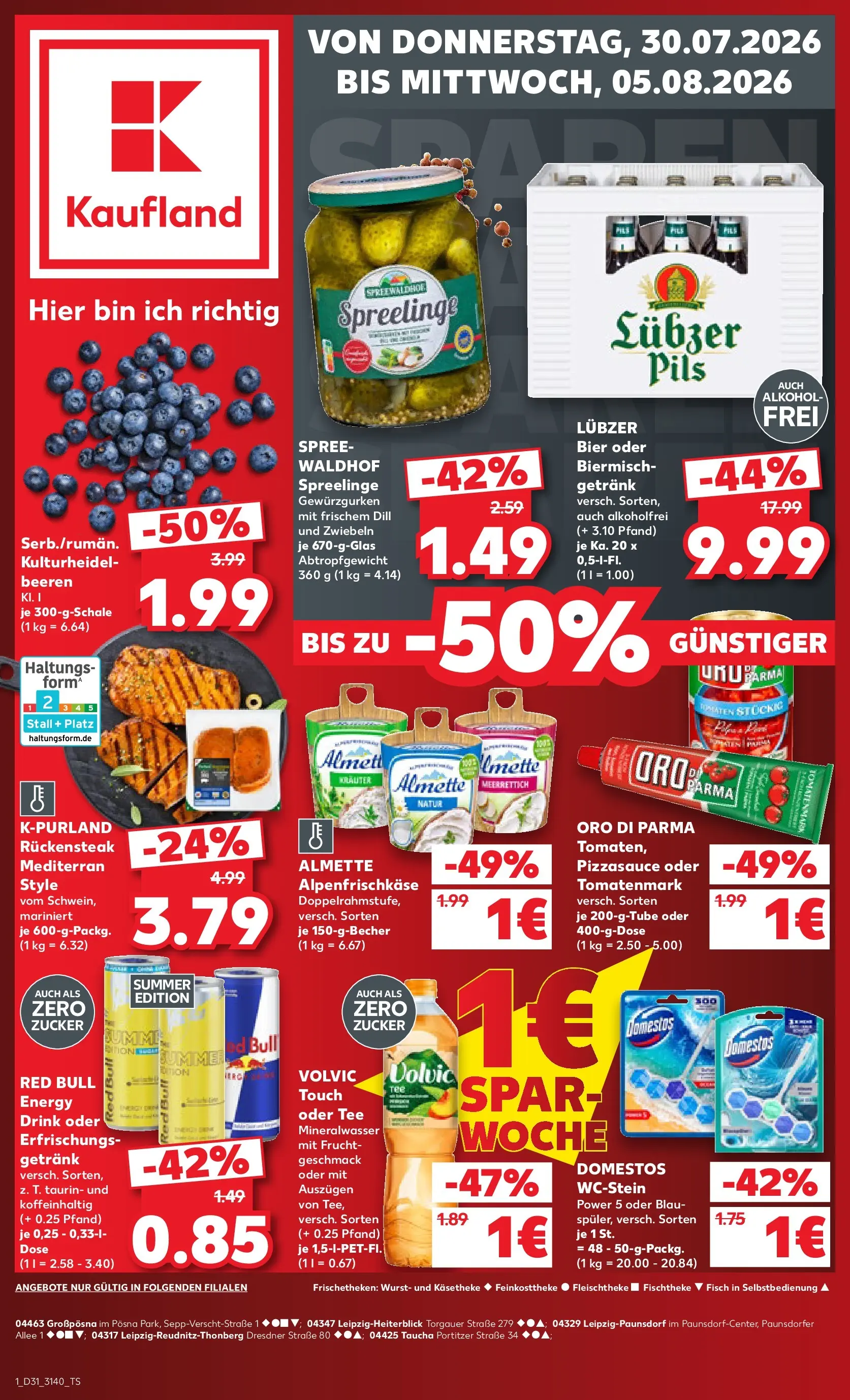 Prospekt Kaufland ab 30.07.2026 ยป Angebote und Werbung Online | Seite: 1 | Produkte: Almette, Red bull, Fisch, Tee Prospekt Kaufland ab 30.07.2026 ยป Angebote Online zum Blรคttern | Seite: 1 | Produkte: Almette, Red bull, Fisch, Tee