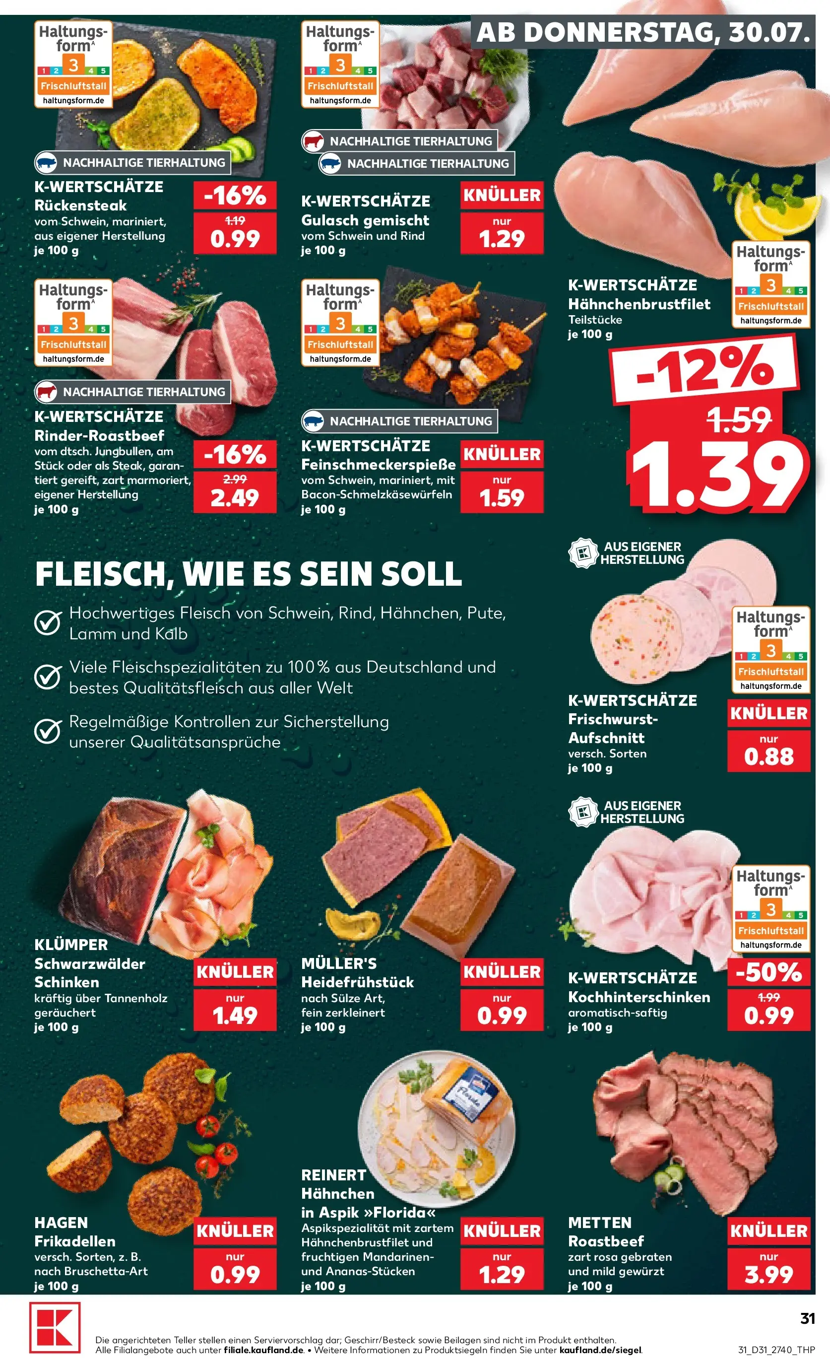 Prospekt Kaufland ab 30.07.2026 ยป Angebote und Werbung Online | Seite: 31 | Produkte: Hahnchen, Gulasch, Schinken, Fleisch Prospekt Kaufland ab 30.07.2026 ยป Angebote Online zum Blรคttern | Seite: 31 | Produkte: Hahnchen, Gulasch, Schinken, Fleisch