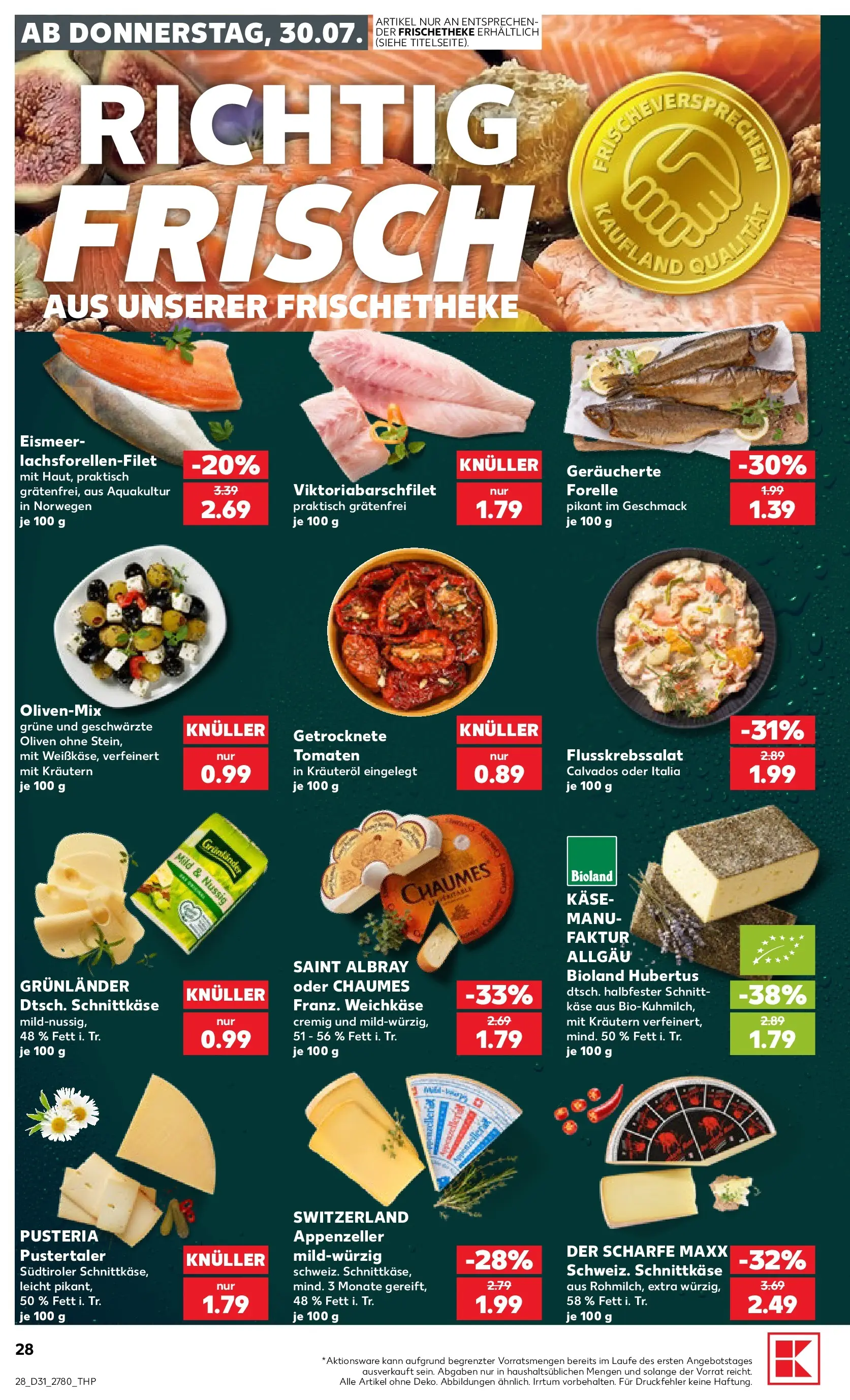 Prospekt Kaufland ab 30.07.2026 » Angebote Online zum Blättern | Seite: 28 | Produkte: Käse, Tomaten, Grunlander