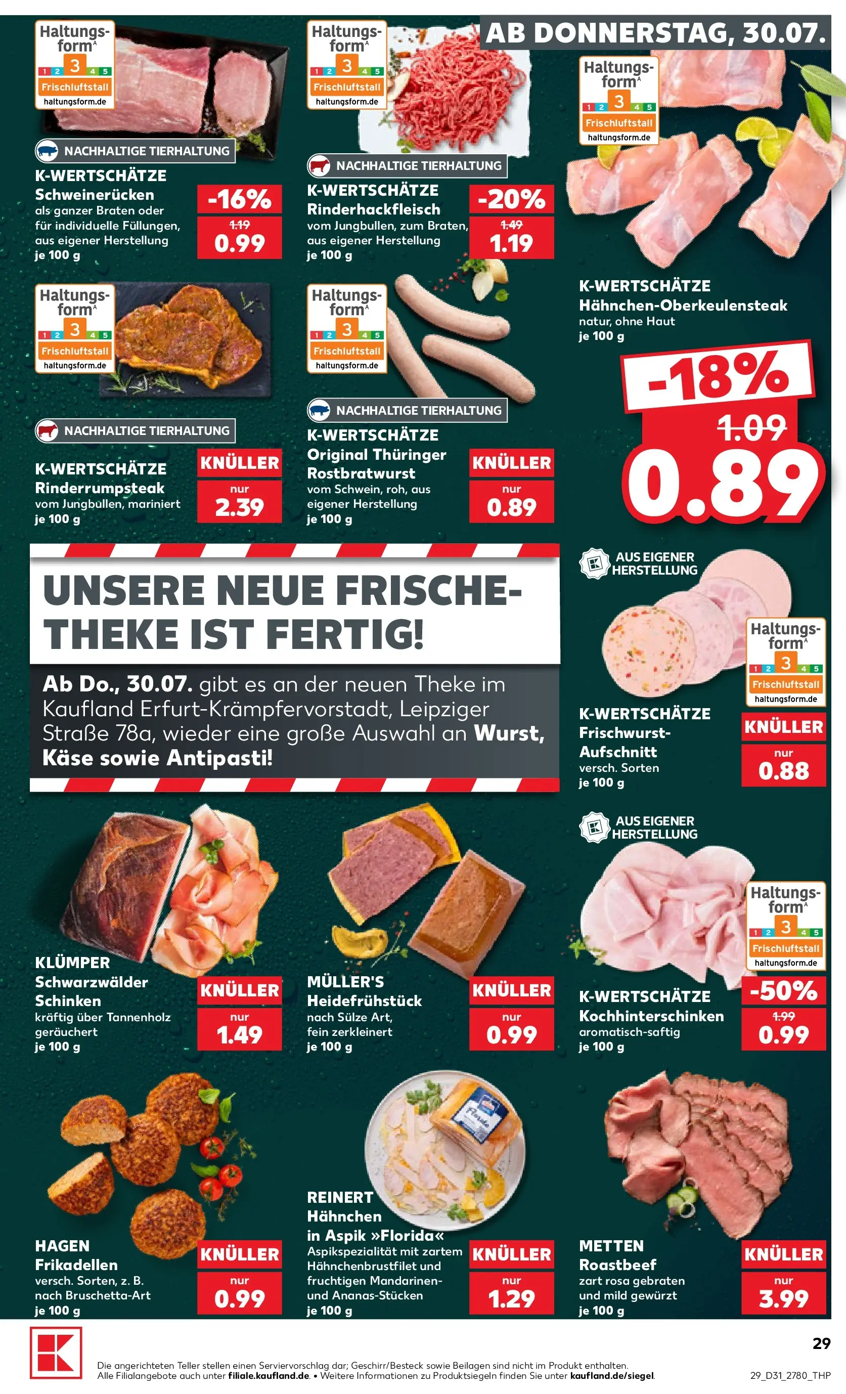 Prospekt Kaufland ab 30.07.2026 » Angebote Online zum Blättern | Seite: 29 | Produkte: Hahnchen, Käse, Mandarinen, Roastbeef