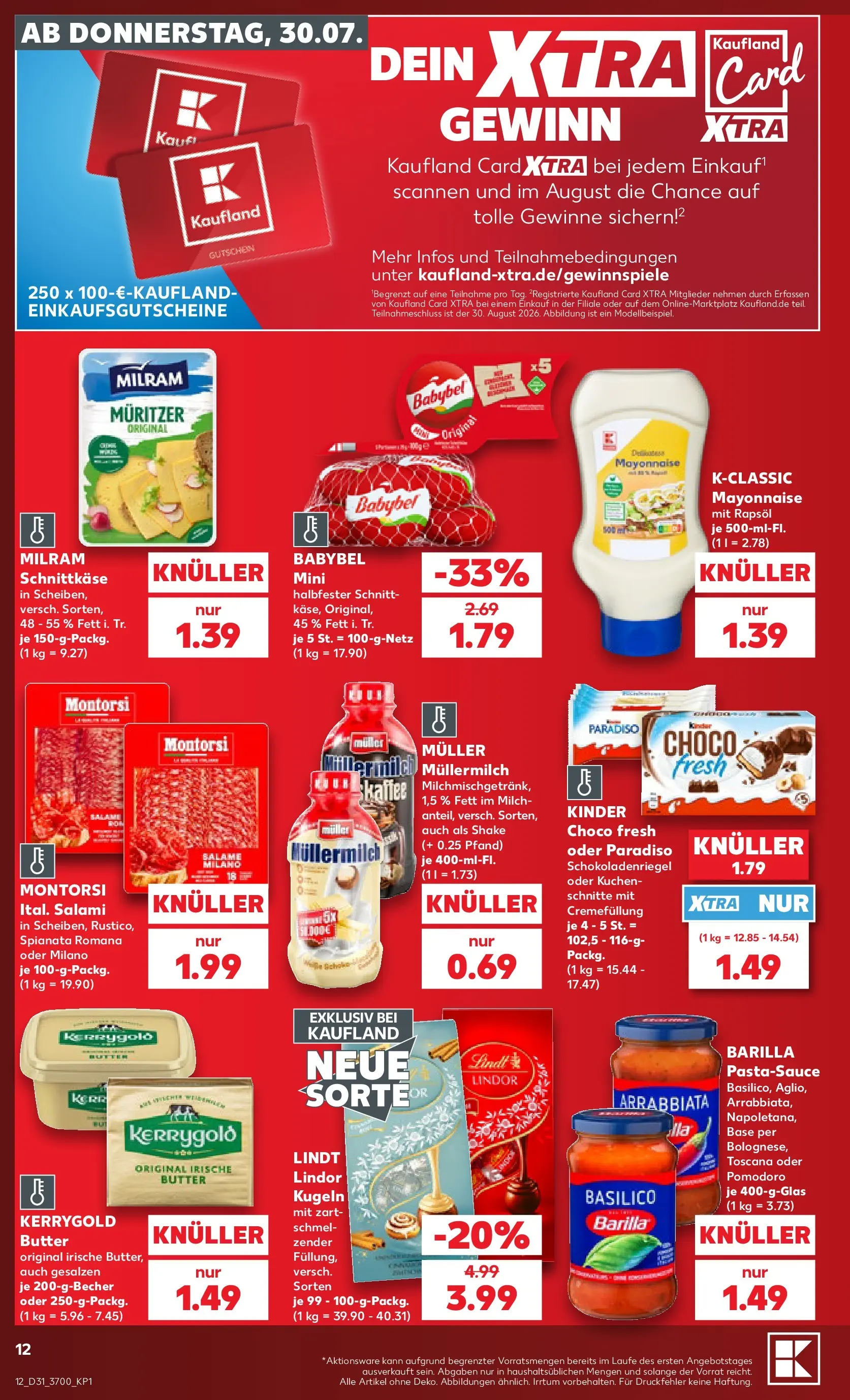 Prospekt Kaufland ab 30.07.2026 ยป Angebote und Werbung Online | Seite: 12 | Produkte: Butter, Rapsรถl, Milram, Muller mullermilch Prospekt Kaufland ab 30.07.2026 ยป Angebote Online zum Blรคttern | Seite: 12 | Produkte: Butter, Rapsรถl, Milram, Muller mullermilch