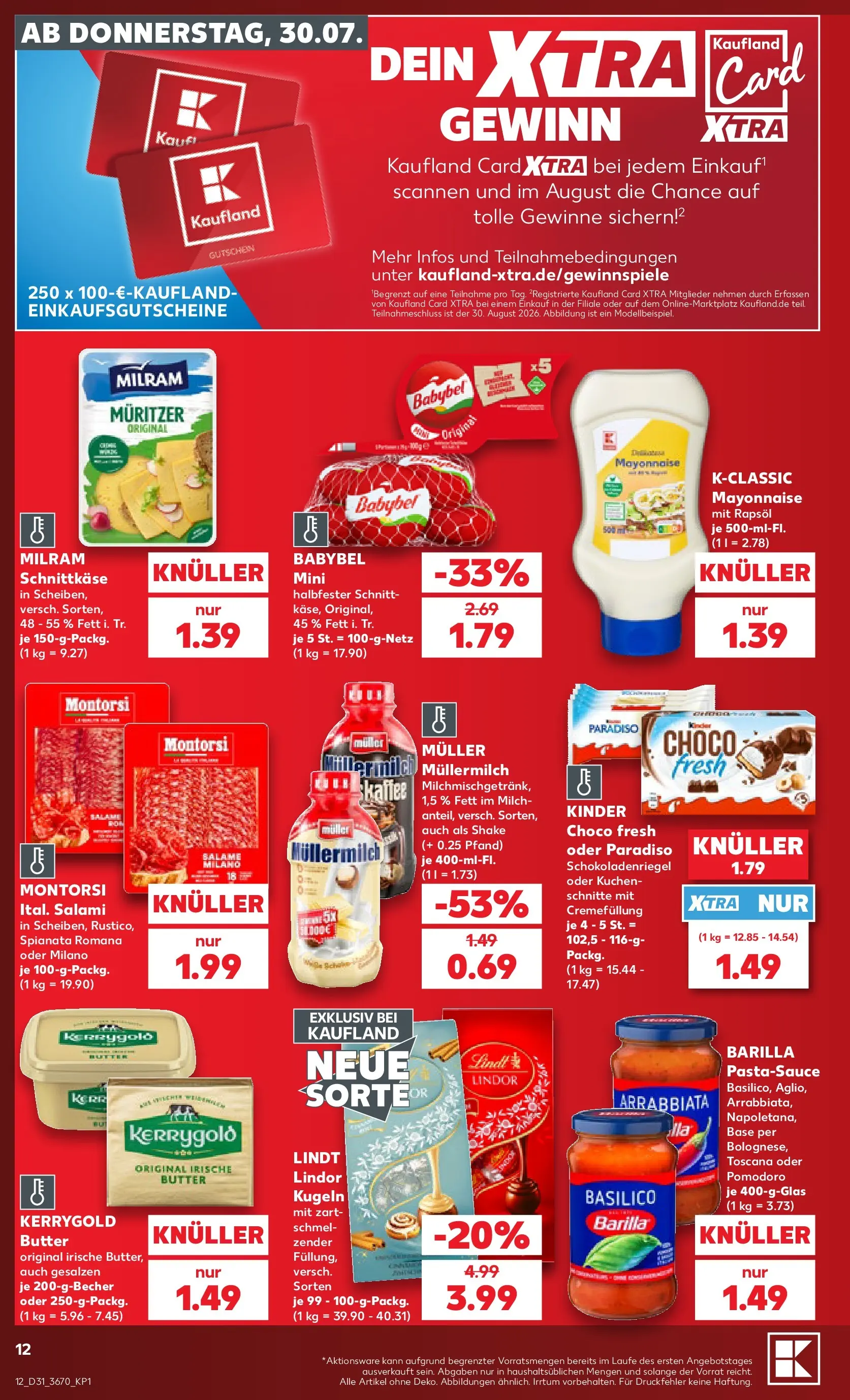 Prospekt Kaufland ab 30.07.2026 ยป Angebote und Werbung Online | Seite: 12 | Produkte: Milch, Butter, Babybel, Lindt Prospekt Kaufland ab 30.07.2026 ยป Angebote Online zum Blรคttern | Seite: 12 | Produkte: Milch, Butter, Babybel, Lindt