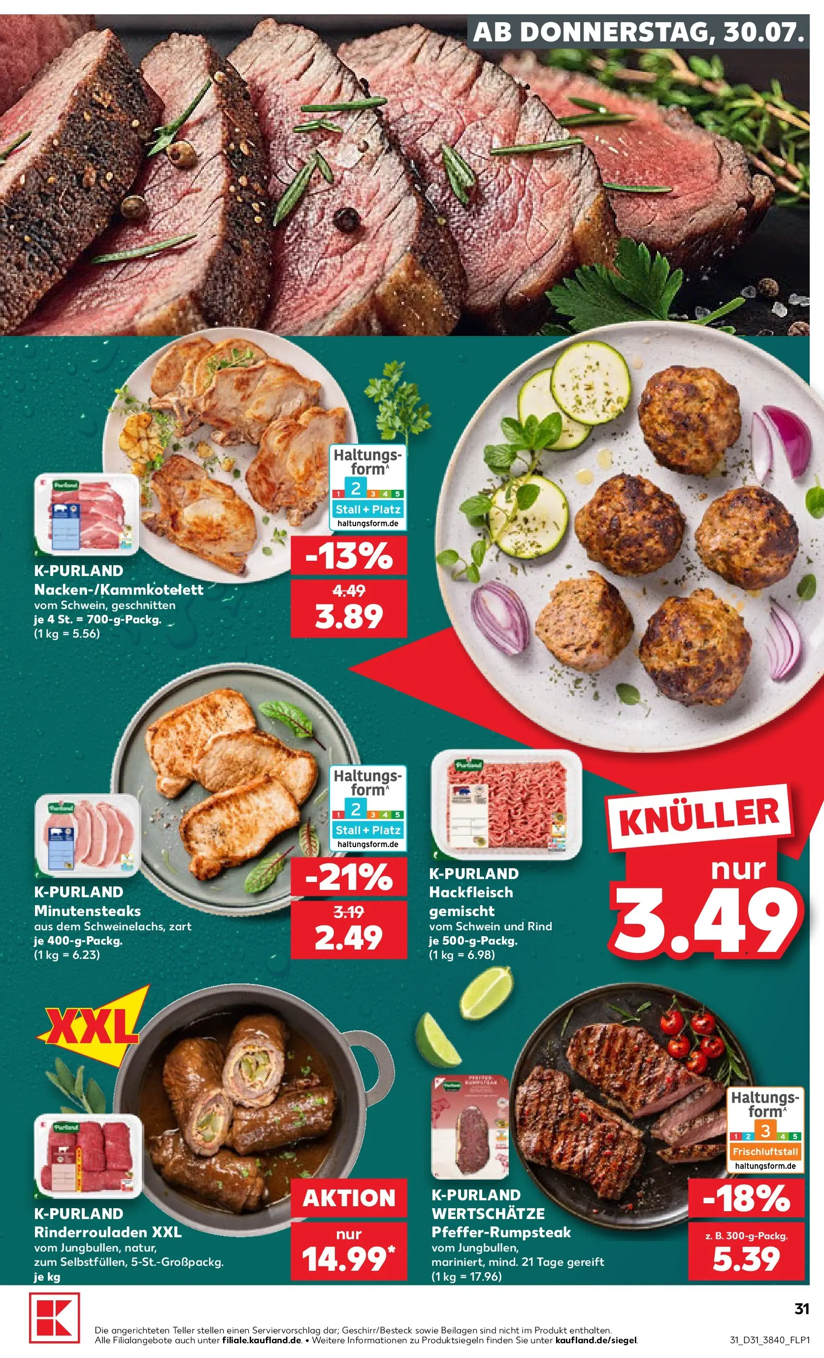 Prospekt Kaufland ab 30.07.2026 ยป Angebote und Werbung Online | Seite: 31 | Produkte: Rinderrouladen, Hackfleisch Prospekt Kaufland ab 30.07.2026 ยป Angebote Online zum Blรคttern | Seite: 31 | Produkte: Rinderrouladen, Hackfleisch