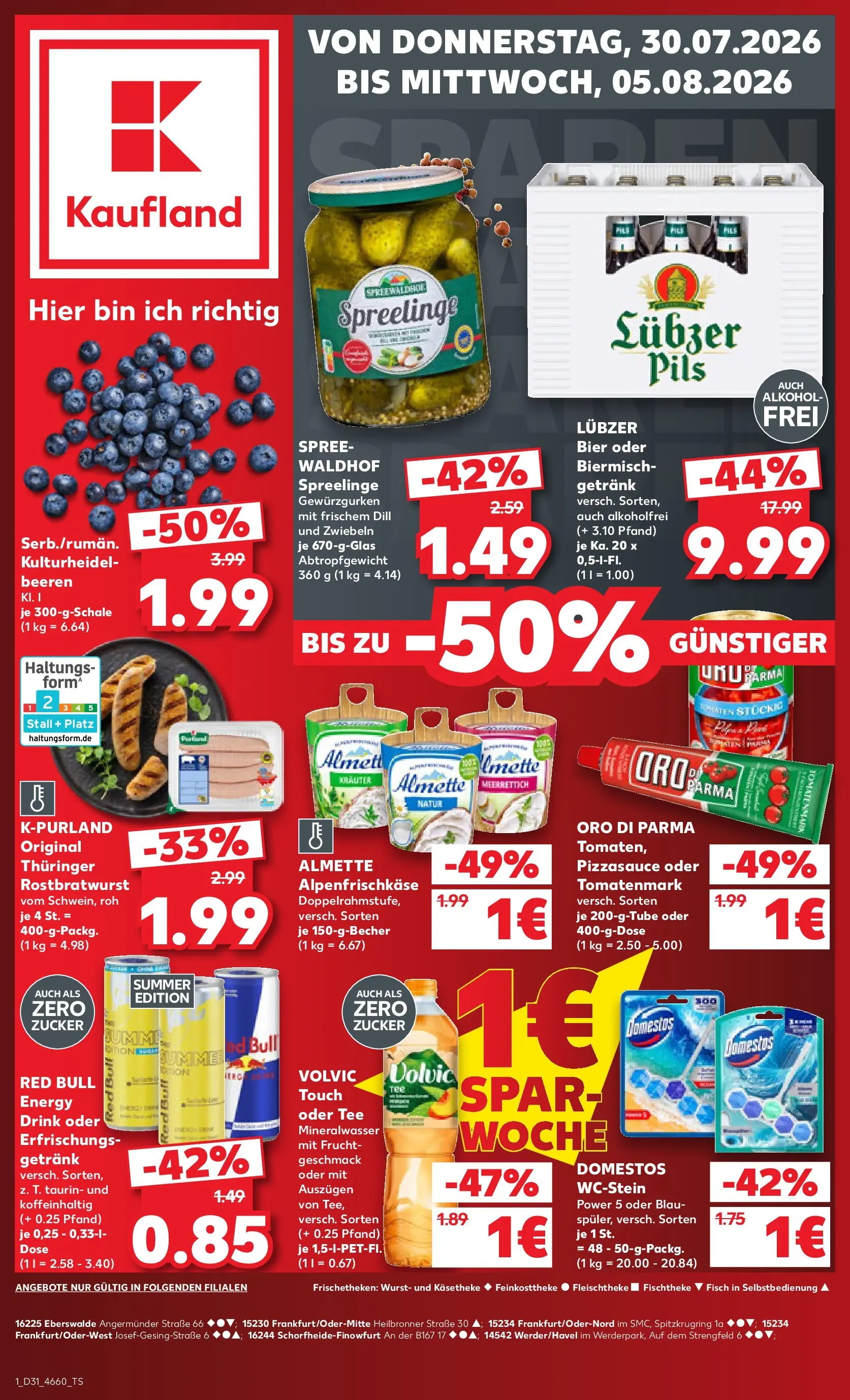 Prospekt Kaufland ab 30.07.2026 » Angebote Online zum Blättern | Seite: 1 | Produkte: Almette, Energy, Wurst, Tee