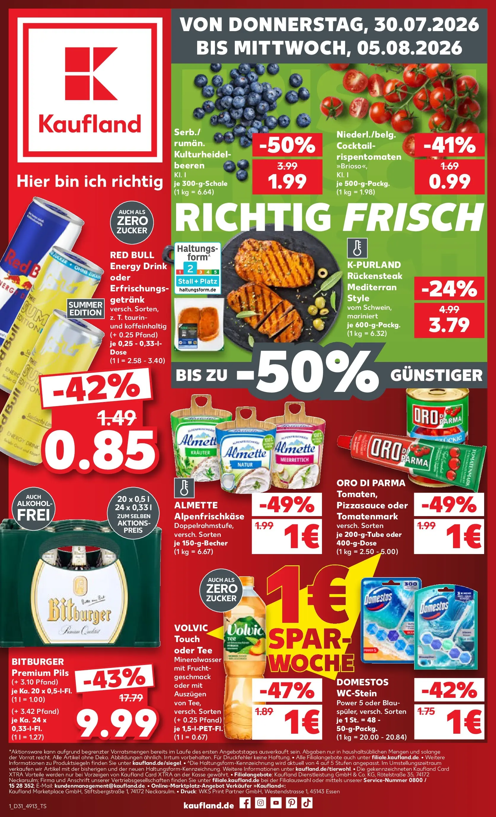 Prospekt Kaufland ab 30.07.2026 ยป Angebote und Werbung Online | Seite: 1 | Produkte: Bitburger, Almette, Red bull, Zucker Prospekt Kaufland ab 30.07.2026 ยป Angebote Online zum Blรคttern | Seite: 1 | Produkte: Bitburger, Almette, Red bull, Zucker