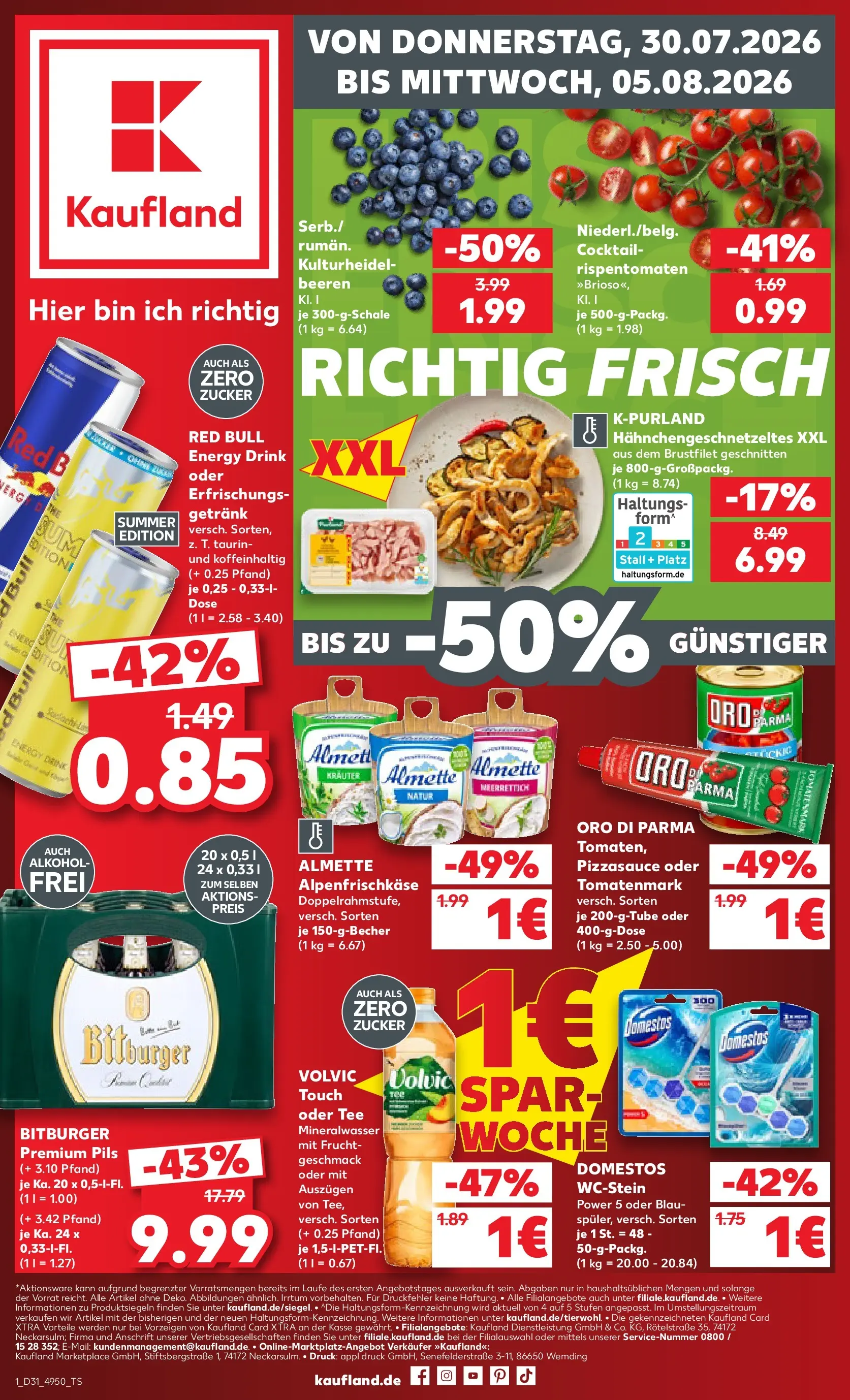 Prospekt Kaufland ab 30.07.2026 ยป Angebote und Werbung Online | Seite: 1 | Produkte: Bitburger, Energy, Zucker, Volvic Prospekt Kaufland ab 30.07.2026 ยป Angebote Online zum Blรคttern | Seite: 1 | Produkte: Bitburger, Energy, Zucker, Volvic