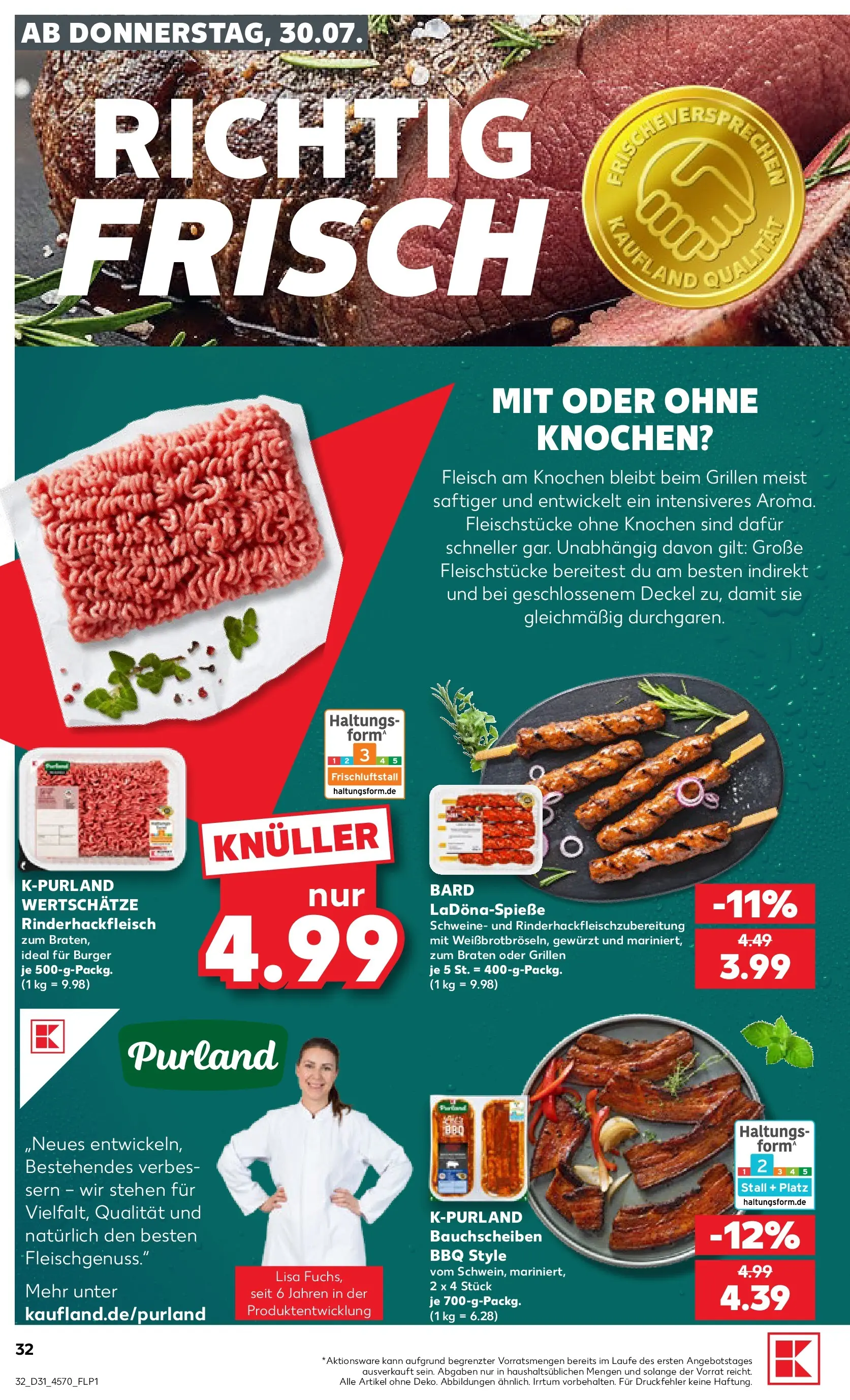 Prospekt Kaufland ab 30.07.2026 » Angebote Online zum Blättern | Seite: 32 | Produkte: Burger, Fleisch