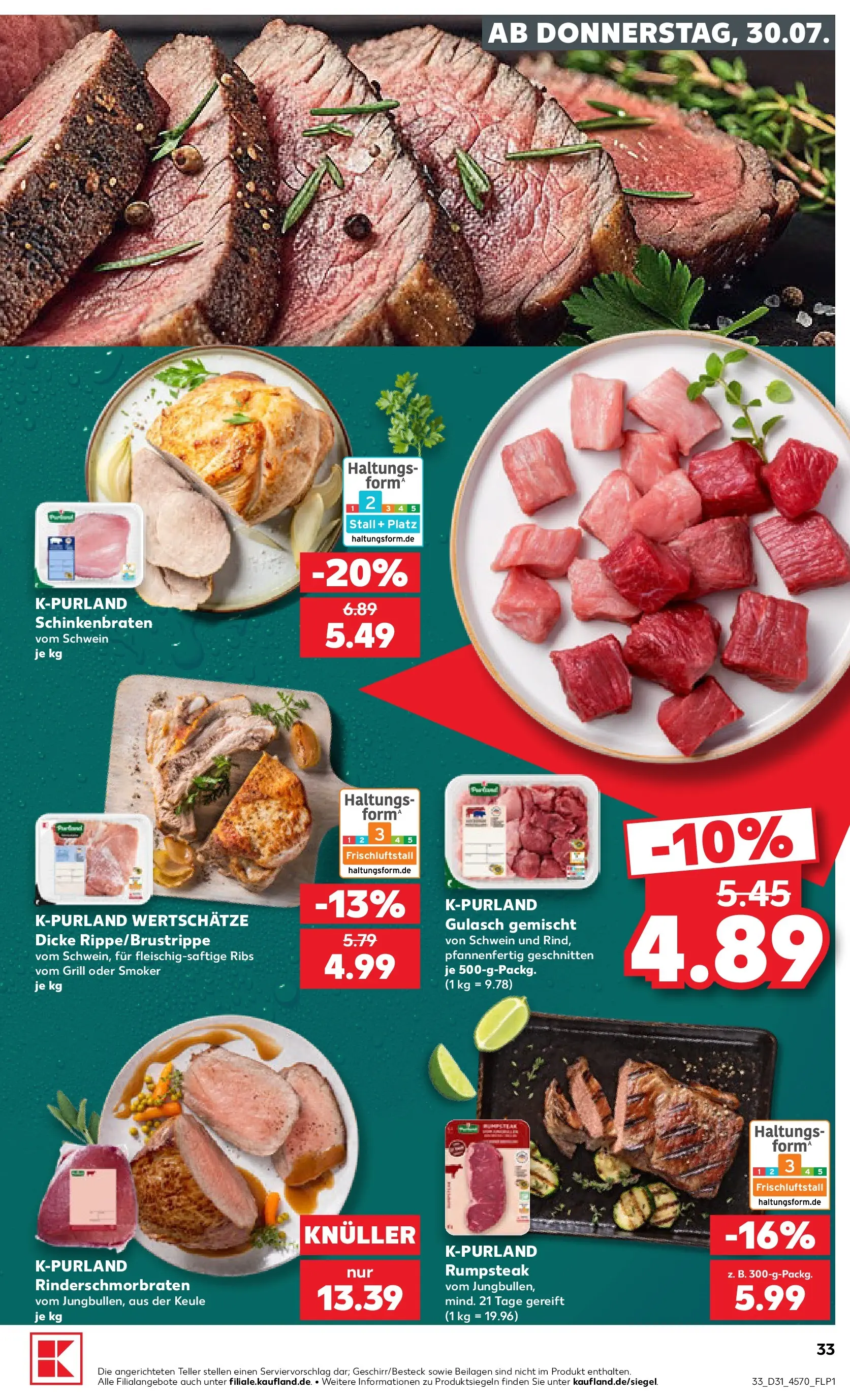 Prospekt Kaufland ab 30.07.2026 » Angebote Online zum Blättern | Seite: 33 | Produkte: Rumpsteak, Grill, Gulasch
