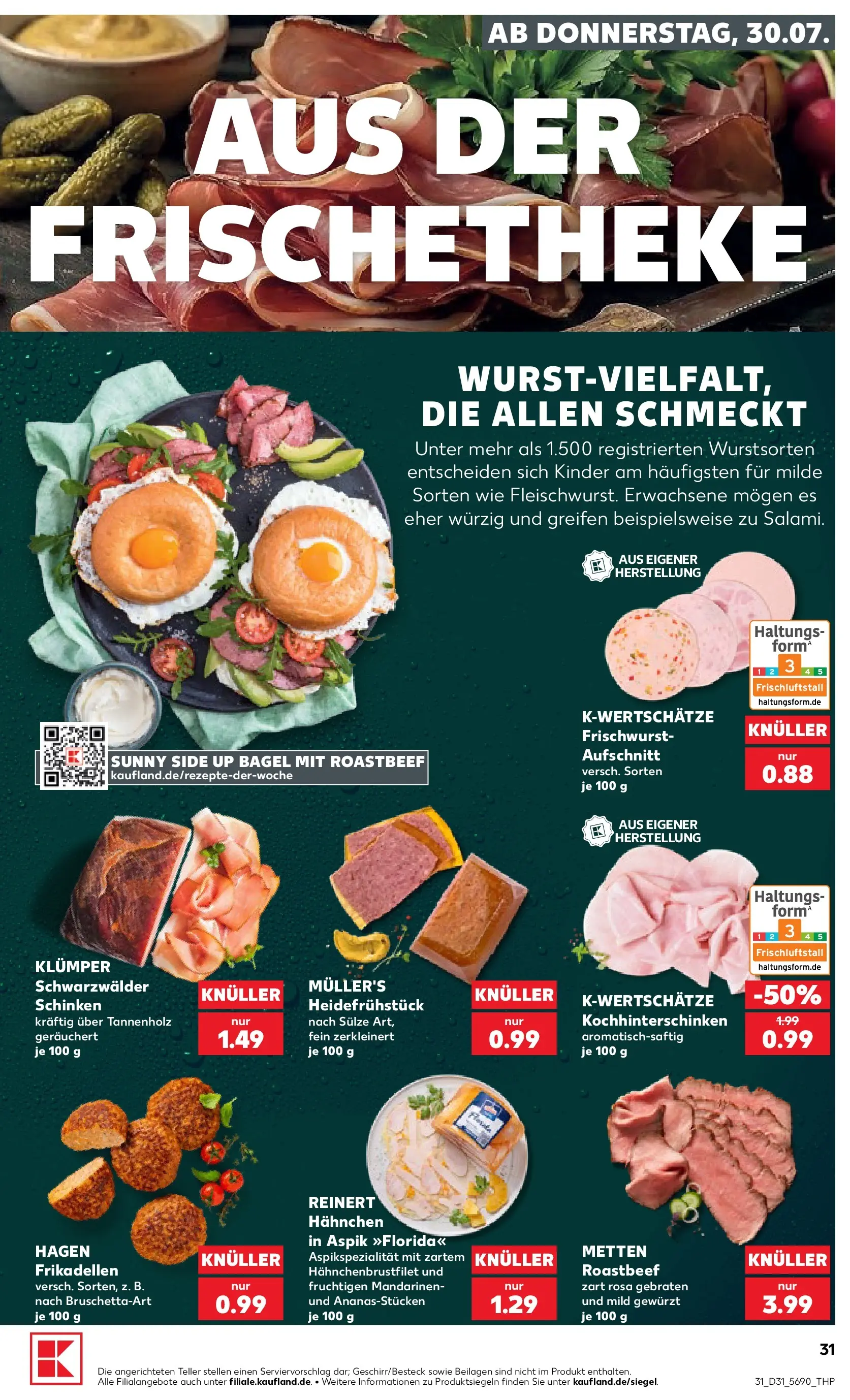 Prospekt Kaufland ab 30.07.2026 » Angebote Online zum Blättern | Seite: 31 | Produkte: Hahnchen, Mandarinen, Roastbeef, Schinken