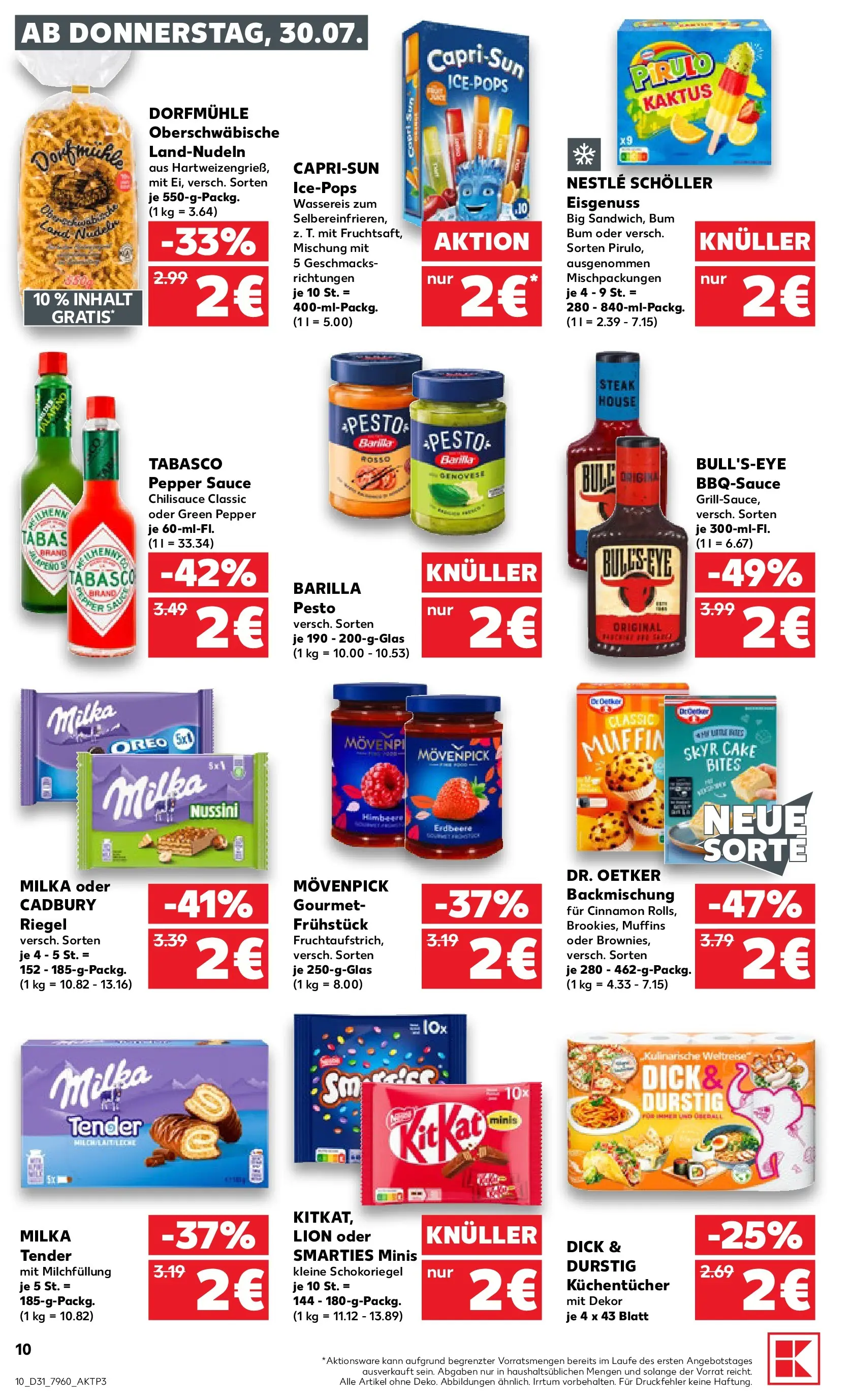 Prospekt Kaufland ab 30.07.2026 ยป Angebote und Werbung Online | Seite: 10 | Produkte: Barilla, Smarties, Milka, Steak Prospekt Kaufland ab 30.07.2026 ยป Angebote Online zum Blรคttern | Seite: 10 | Produkte: Barilla, Smarties, Milka, Steak