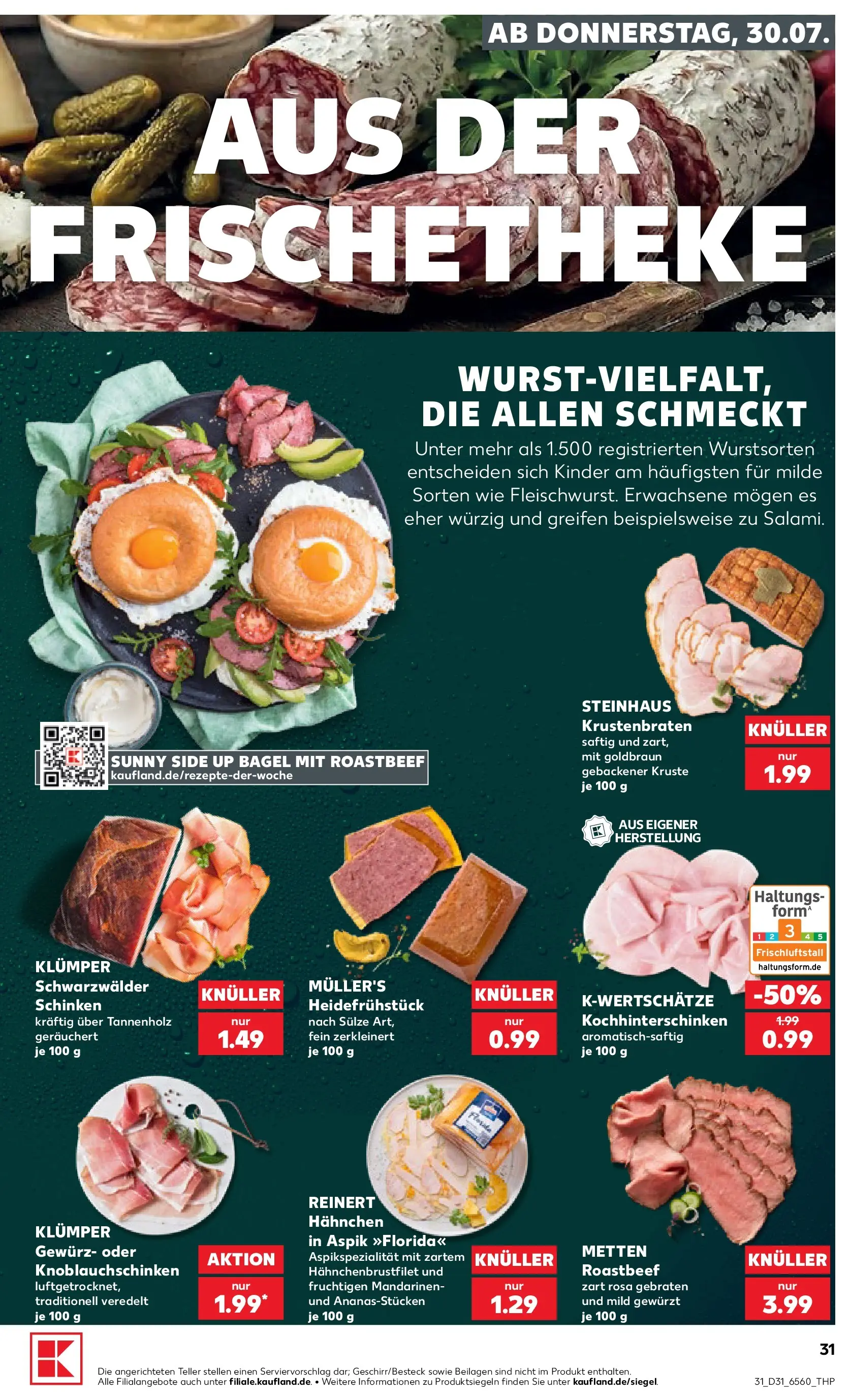 Prospekt Kaufland ab 30.07.2026 » Angebote Online zum Blättern | Seite: 31 | Produkte: Hahnchen, Mandarinen, Krustenbraten, Schinken