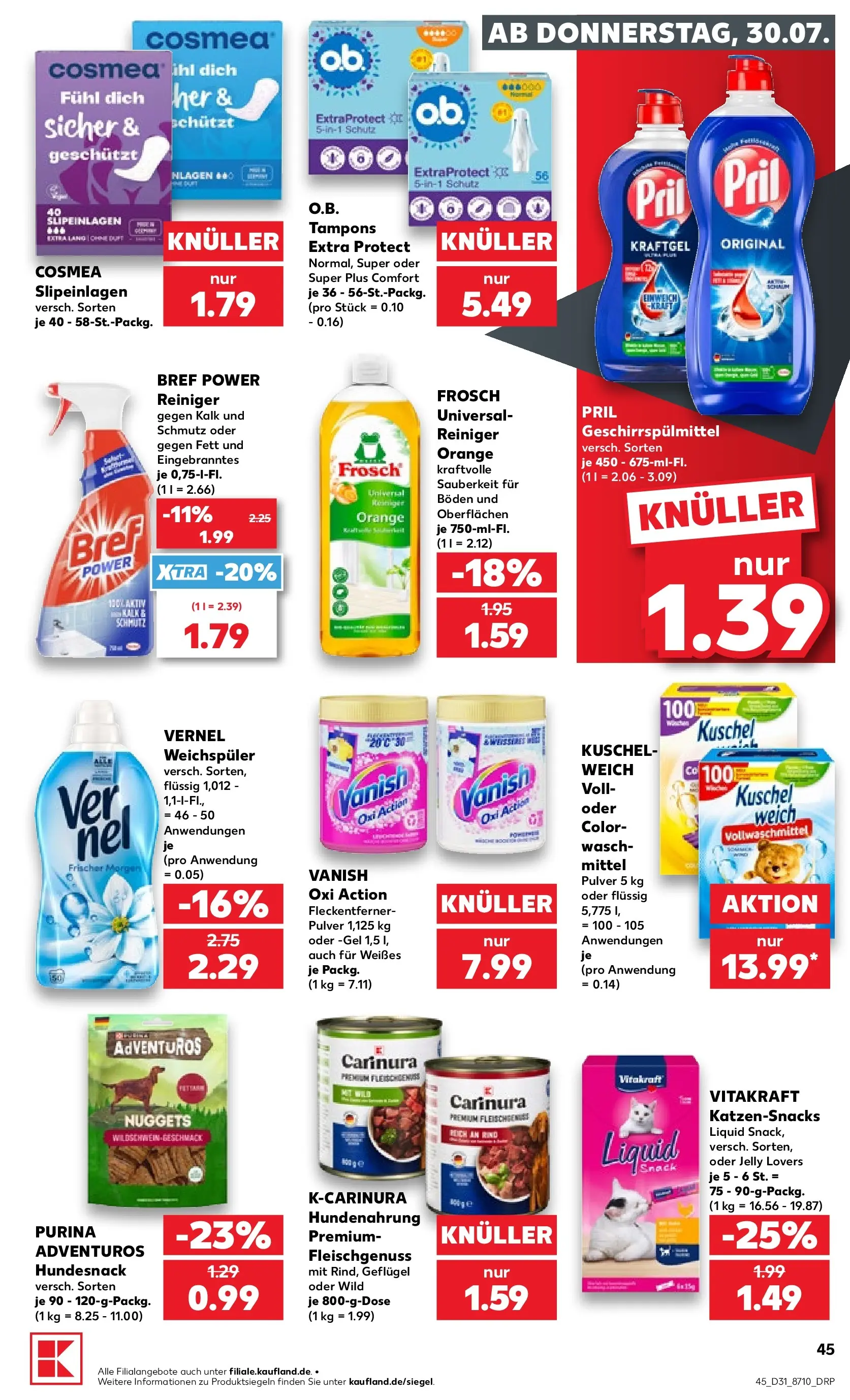 Prospekt Kaufland ab 30.07.2026 ยป Angebote und Werbung Online | Seite: 49 | Produkte: Weichspรผler, Geschirrspรผlmittel, Pril, Vernel Prospekt Kaufland ab 30.07.2026 ยป Angebote Online zum Blรคttern | Seite: 49 | Produkte: Weichspรผler, Geschirrspรผlmittel, Pril, Vernel